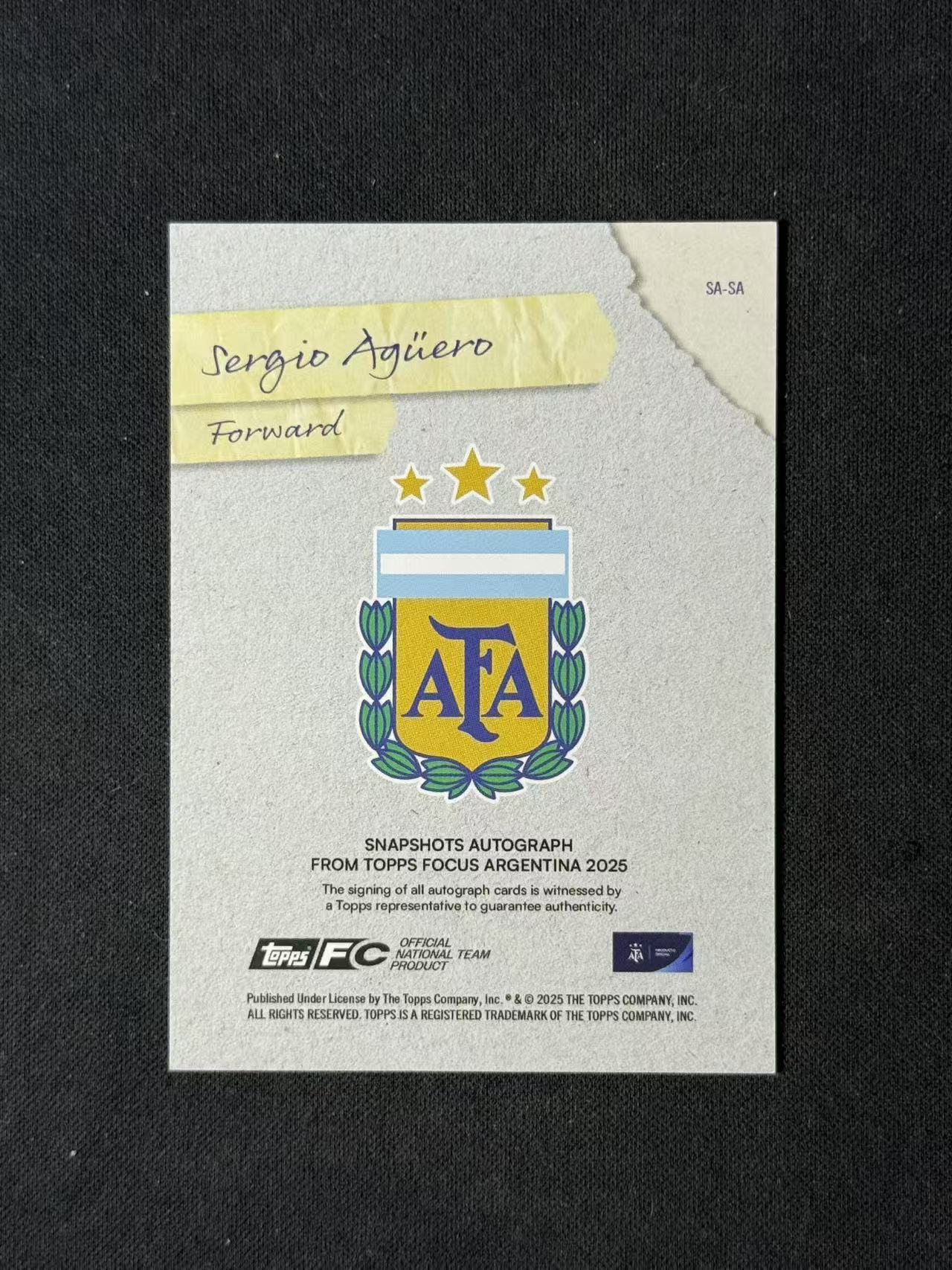 2025 Topps Comptitions Sergio Agüero 【林林拍卖张彩虹】国家队 阿根廷 聚焦 阿奎罗 阿圭罗 12/15编 低编 紫折 签字