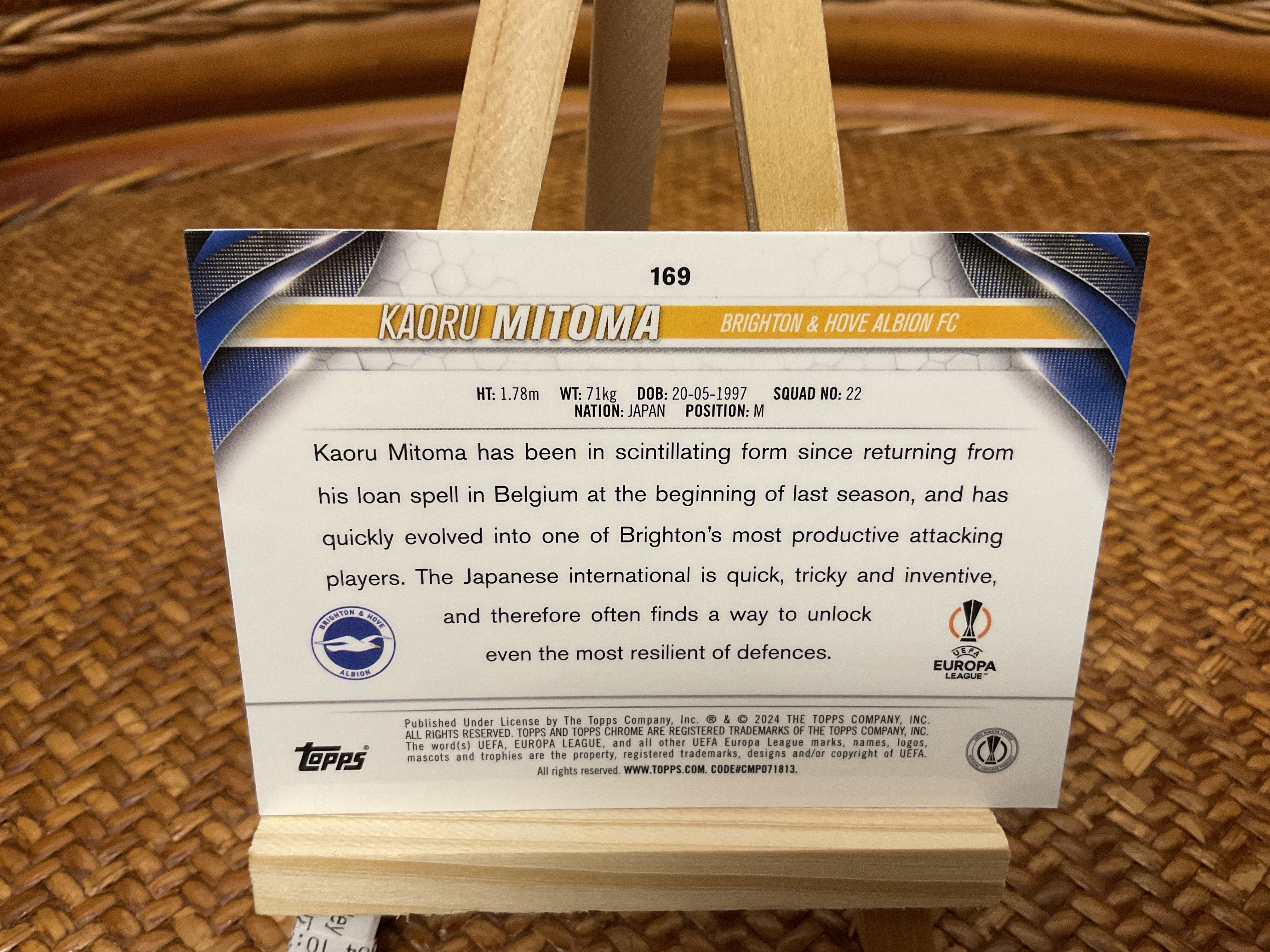 2024 Topps Chrome Kaoru Mitoma #169 布莱顿 粉几何折 欧冠 粉马赛克折 TC 三球王 马赛克 日本