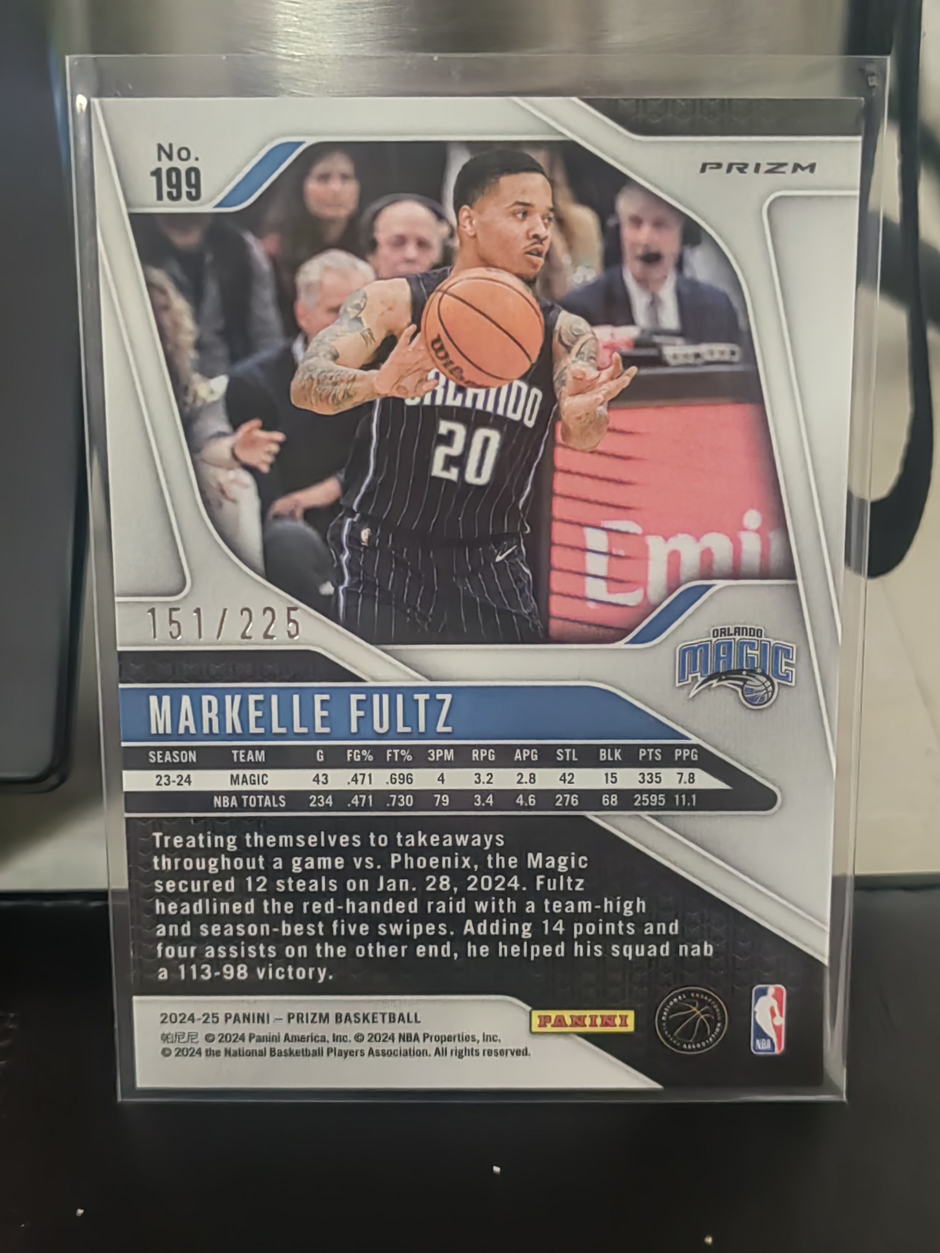 2024-25 Panini Prizm Markelle Fultz PZ 红折 马克尔 富尔茨 魔术 225编 小鱼 白边白角 不保卡品 卡品如图