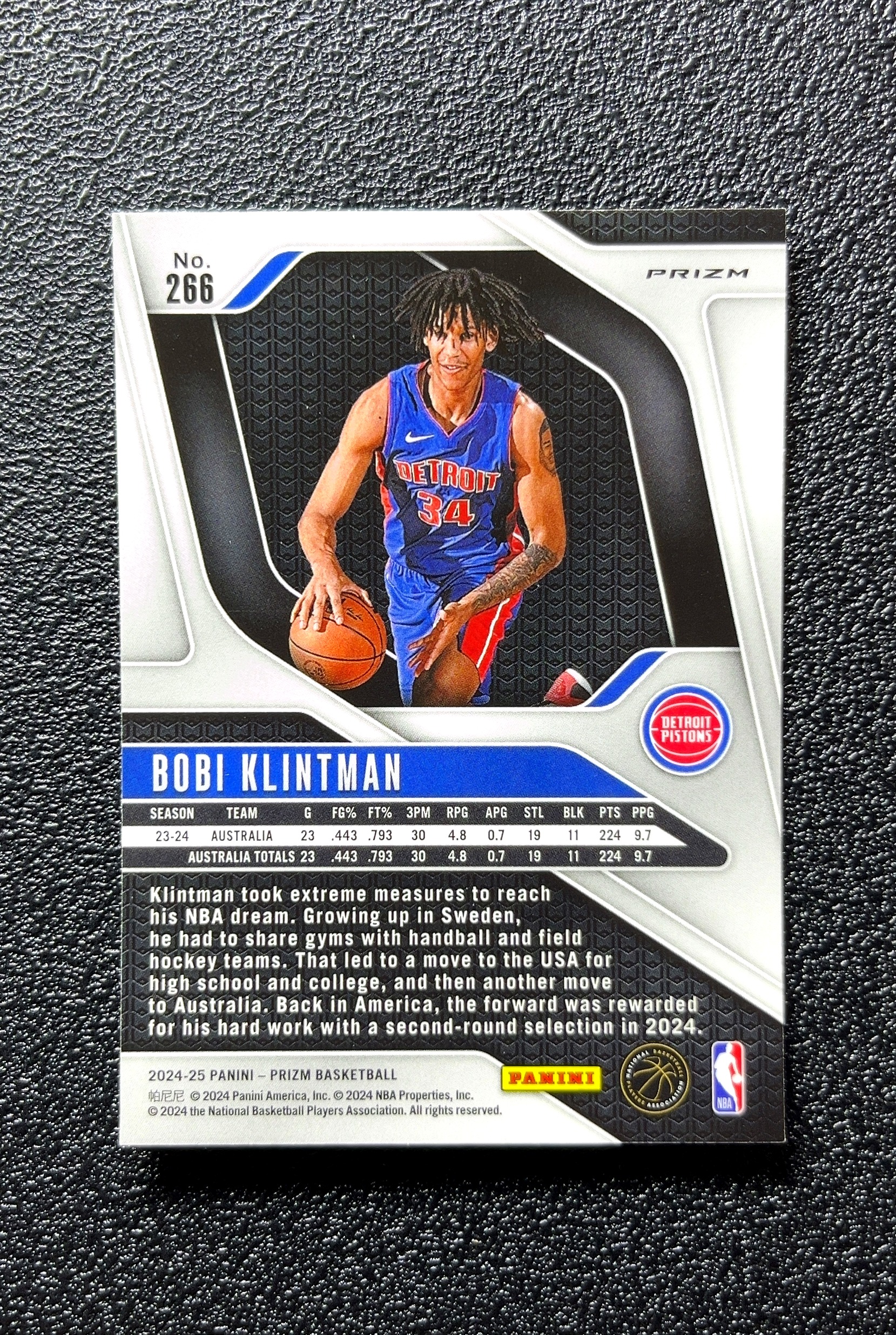 【小白1%代卖】2024-25 Panini Prizm Rookie RC Card 新秀卡 Bobi Klintman 波比·克林特曼 银折 折射 新秀 RC 卡品如图 高价值 0712