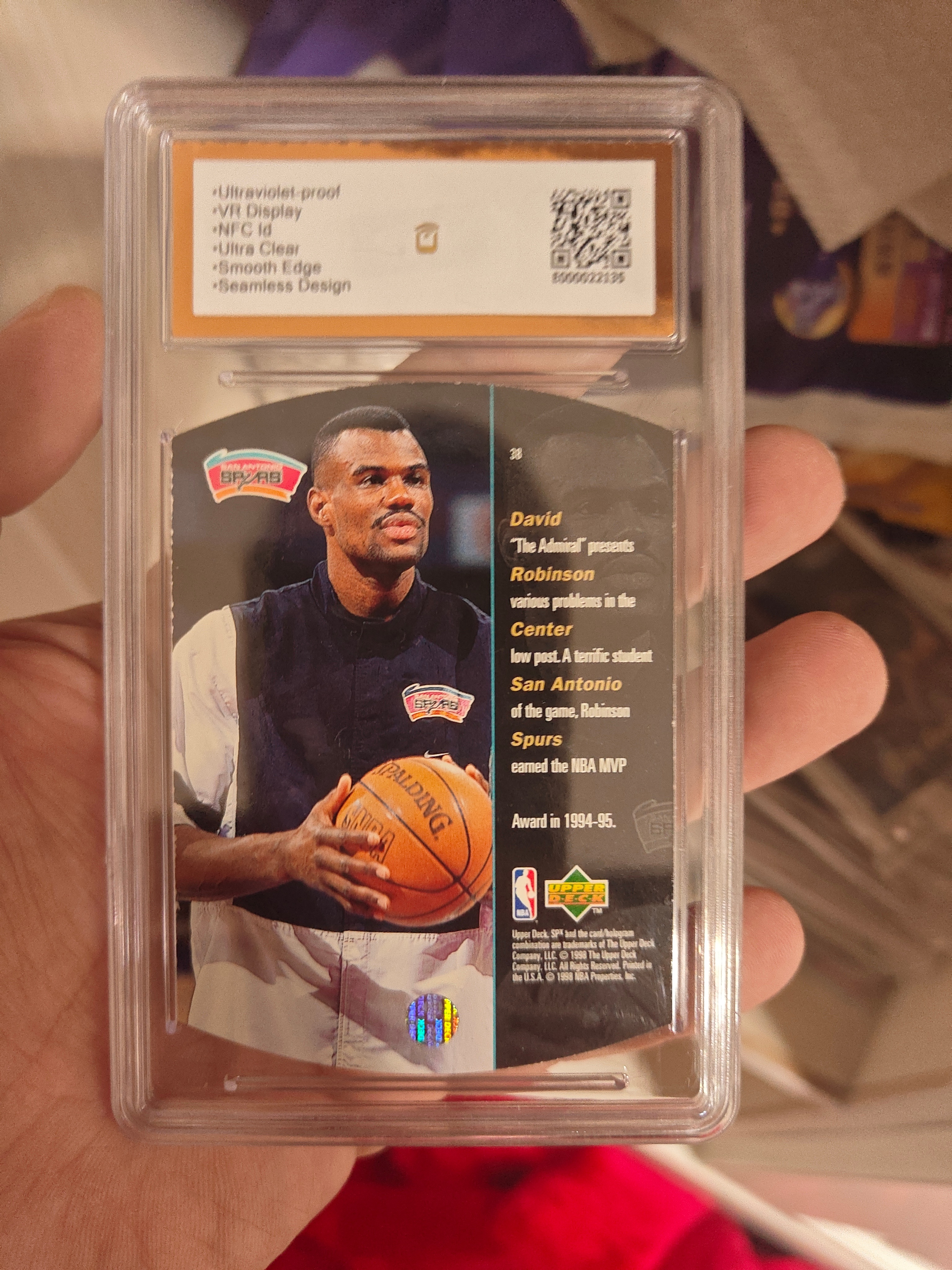 1994-95 Upper Deck SPx David Robinson #38 BCTC 3D 值得珍藏 全息 大卫 罗宾逊 银盾 大比例 异形 海军上将 绝版 罗宾逊 马刺