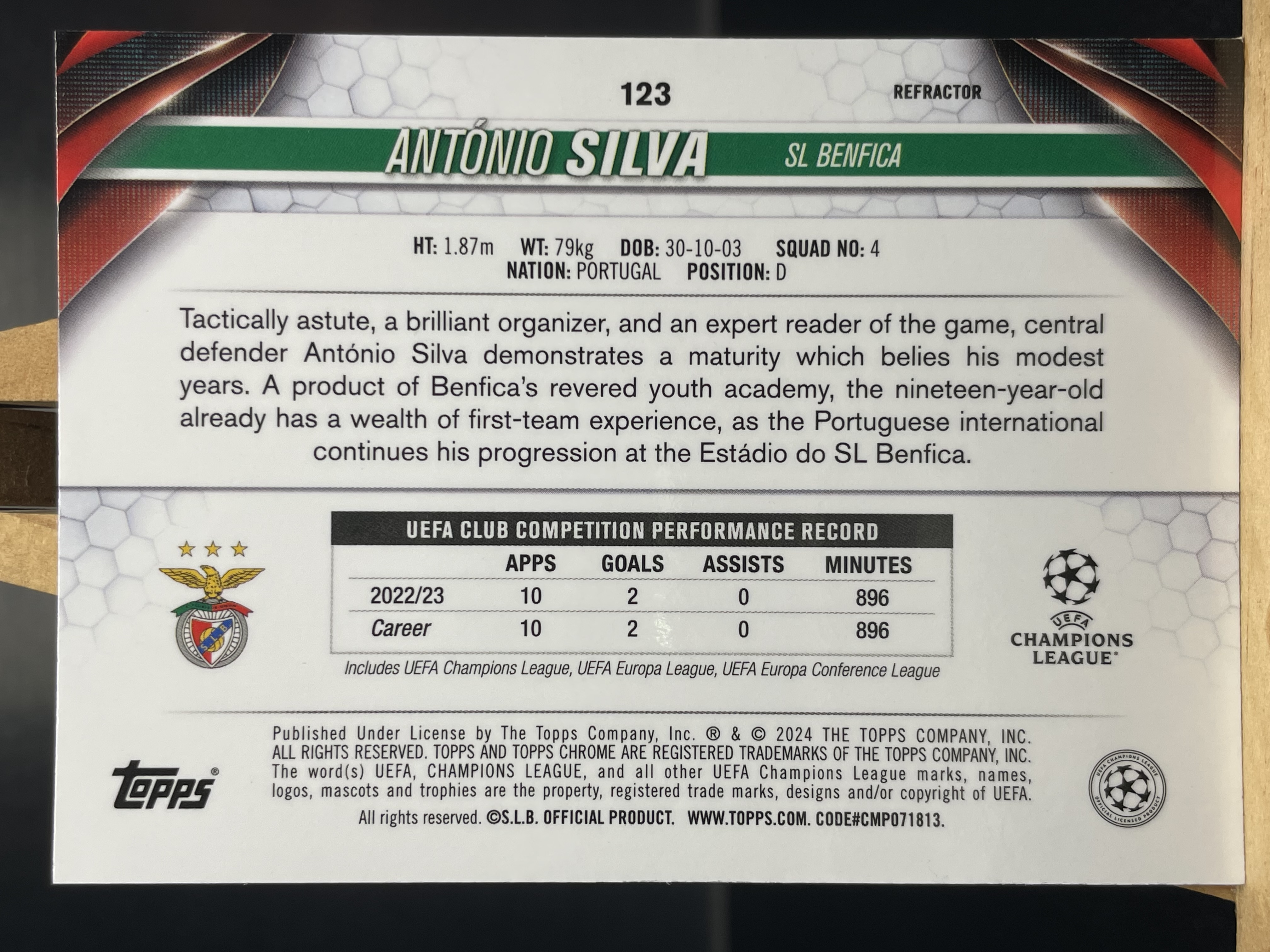 (K4) 2024 TOPPS 折射 安东尼奥 席尔瓦 近期大热球星 收藏必备 卡品如图 ! ! !