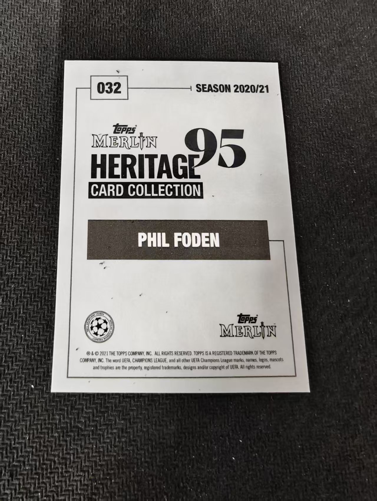 【可合并,不累计】2021 Topps Merlin 梅林95 Phil Foden 欧冠 梅林 曼城 菲尔 福登 太子 划痕 边角瑕疵 #32