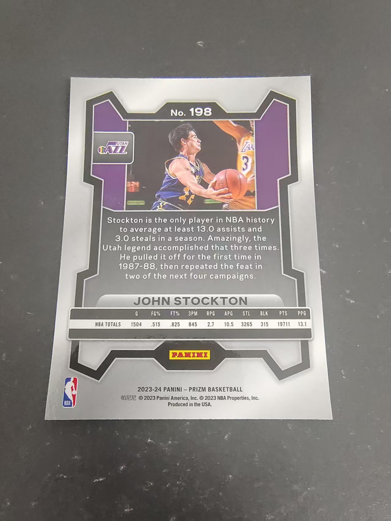 【可合并,不累计】2023-24 Panini Prizm John Stockton 约翰 斯托克顿 爵士 PZ 划痕 边角微瑕 #198