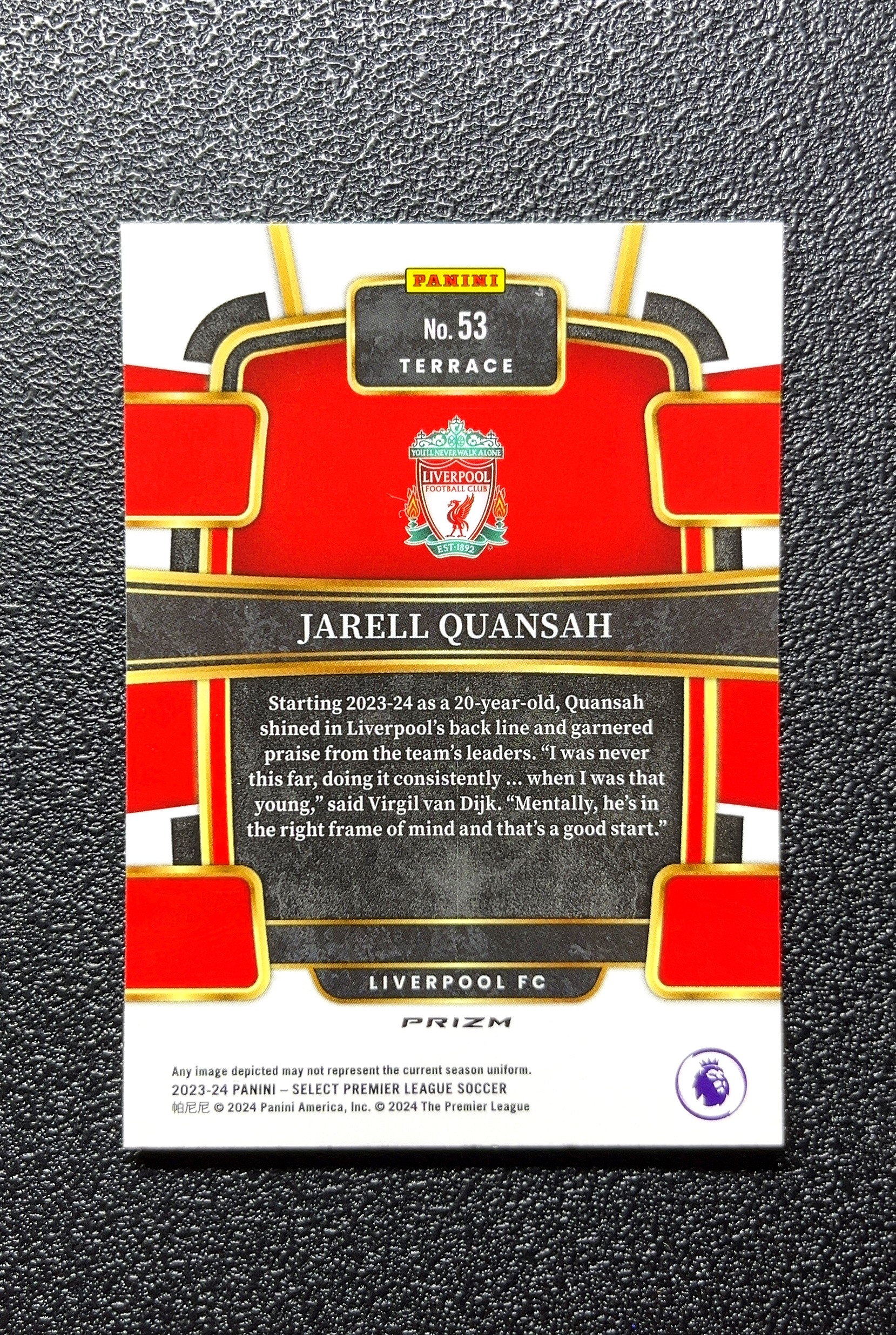 【小白1%代卖】2024 Panini SELECT PRIZM Jarell Quansah 贾雷尔·昆萨 新秀 RC 卡品如图 高价值 #53 Liverpool FC 0809