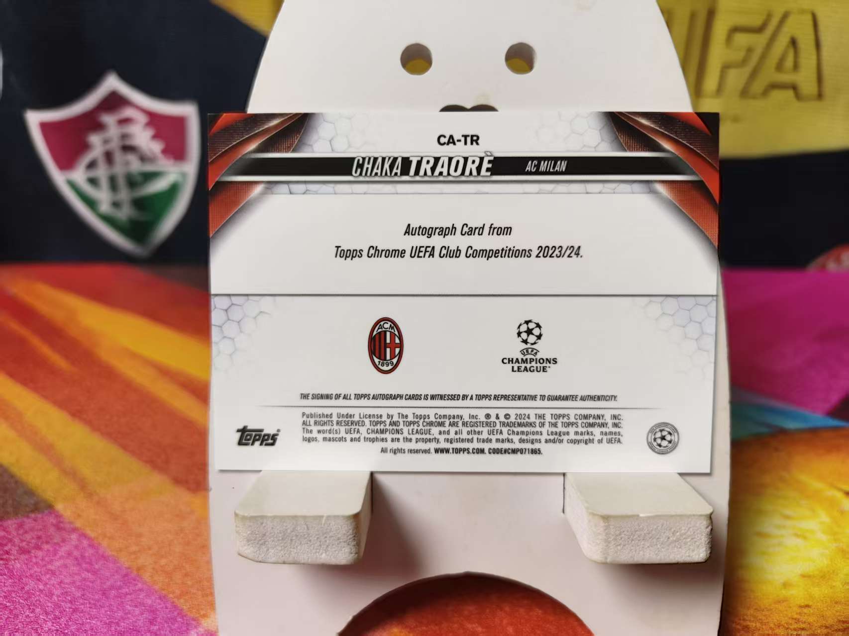 2024Topps Chrome 欧冠 蓝宝石 tc 查卡 特劳雷 AC米兰 RC新秀 签字 蓝碎冰折 Chaka Traore 瑕疵如图 收藏必备 x1