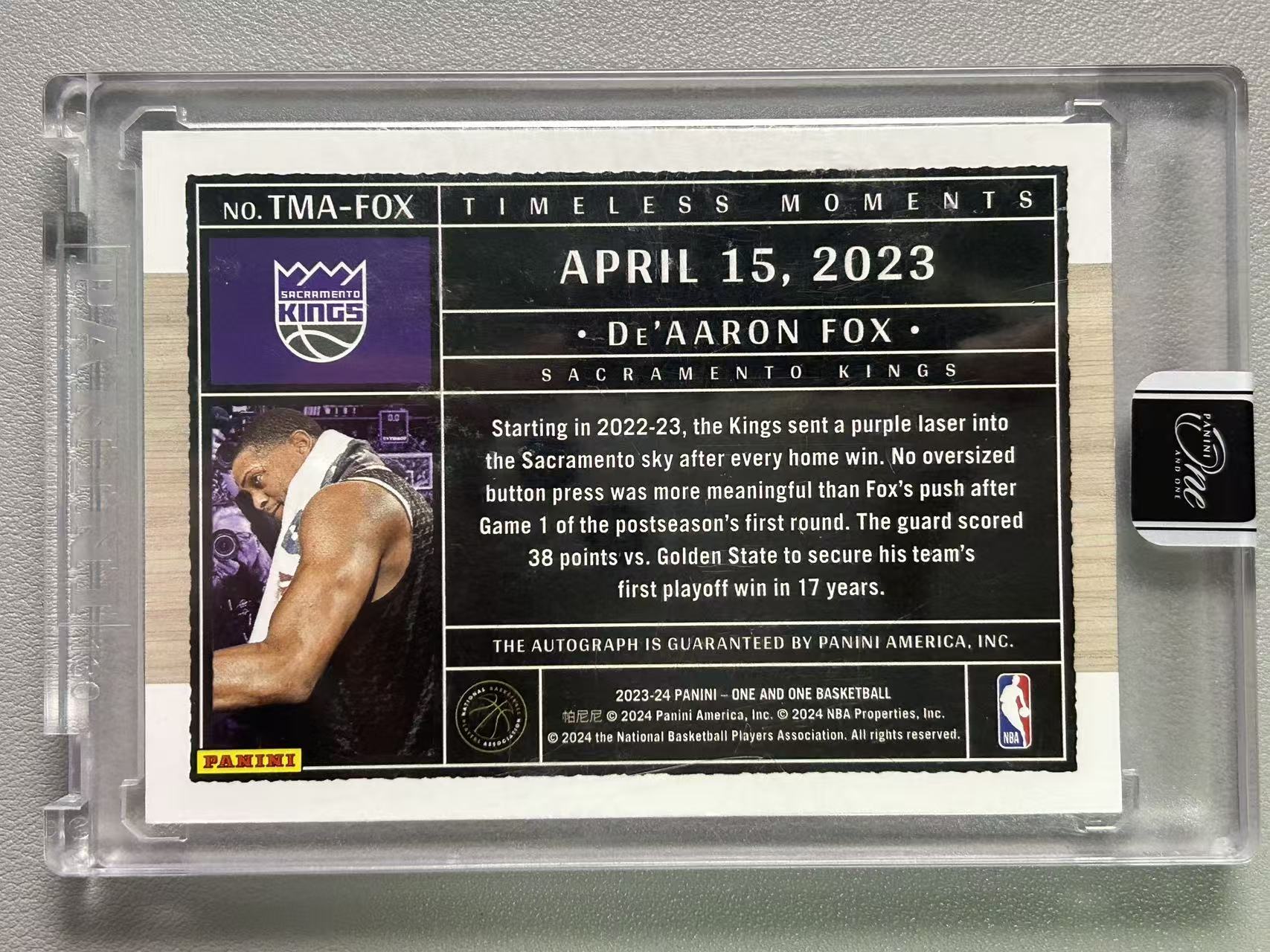 【阿泽代卖】2023-24 Panini One De'Aaron Fox 国王 达龙 福克斯 小狐狸 OAO 签字 卡签 3/3编 尾编 时刻签 闪版 原封砖 选图巨帅 卡品如图 介意勿拍-郑总