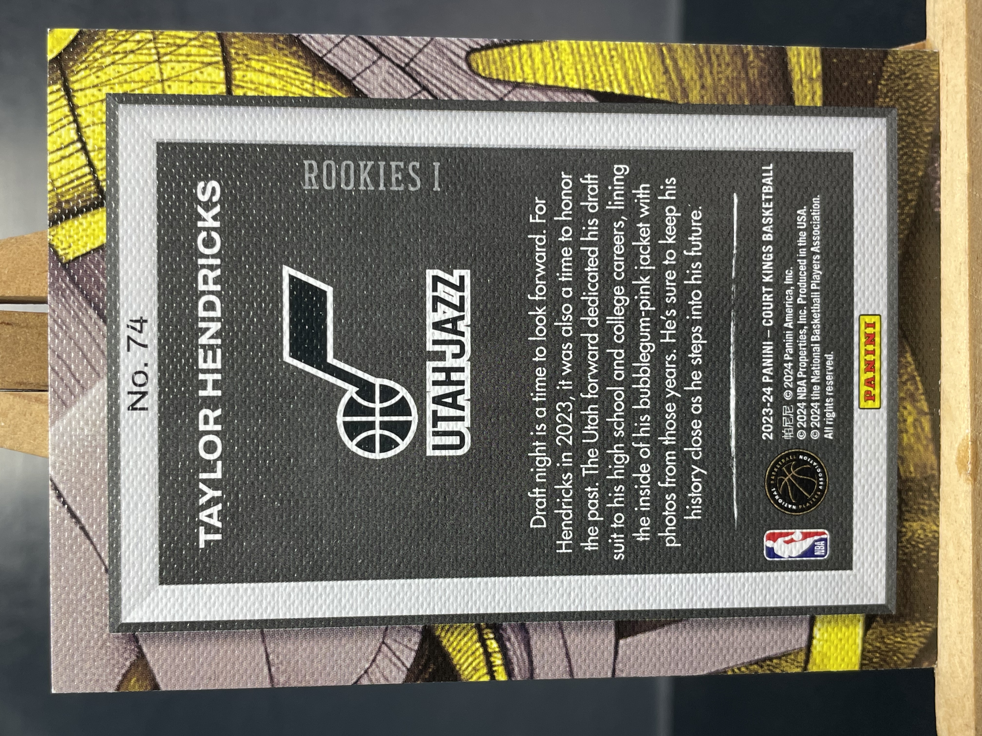 (B7) 2023-24 PANINI 油画系列 新秀RC 泰勒 亨德里克斯 爵士 实卡好看 收藏凑套必备 卡品如图 !!!