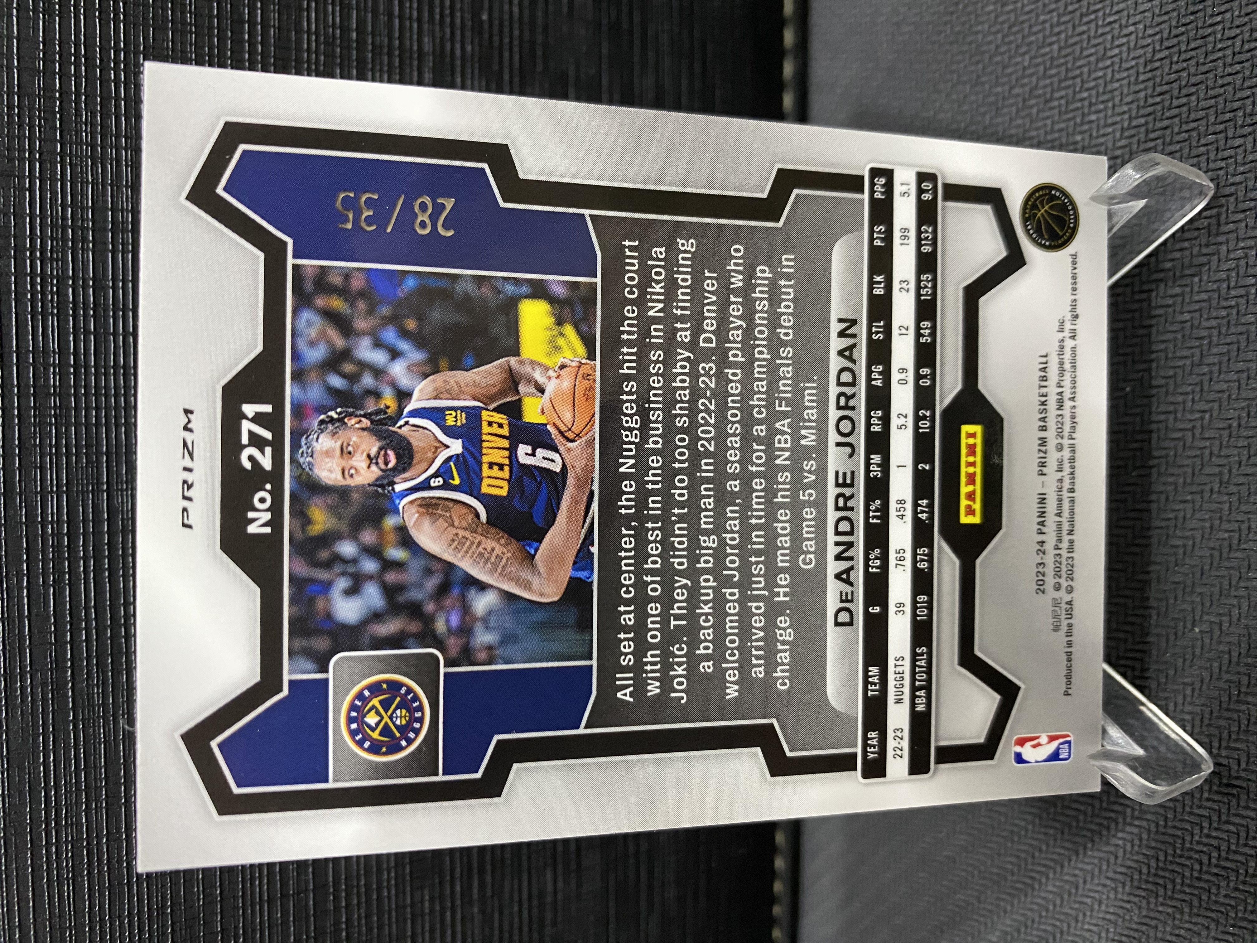 2023-24 Panini Prizm DeAndre Jordan PZ 折射 掘金 德安德鲁 乔丹 白碎冰折 35编 收藏必备 卡品如图 -老道-【乌苏拍卖】