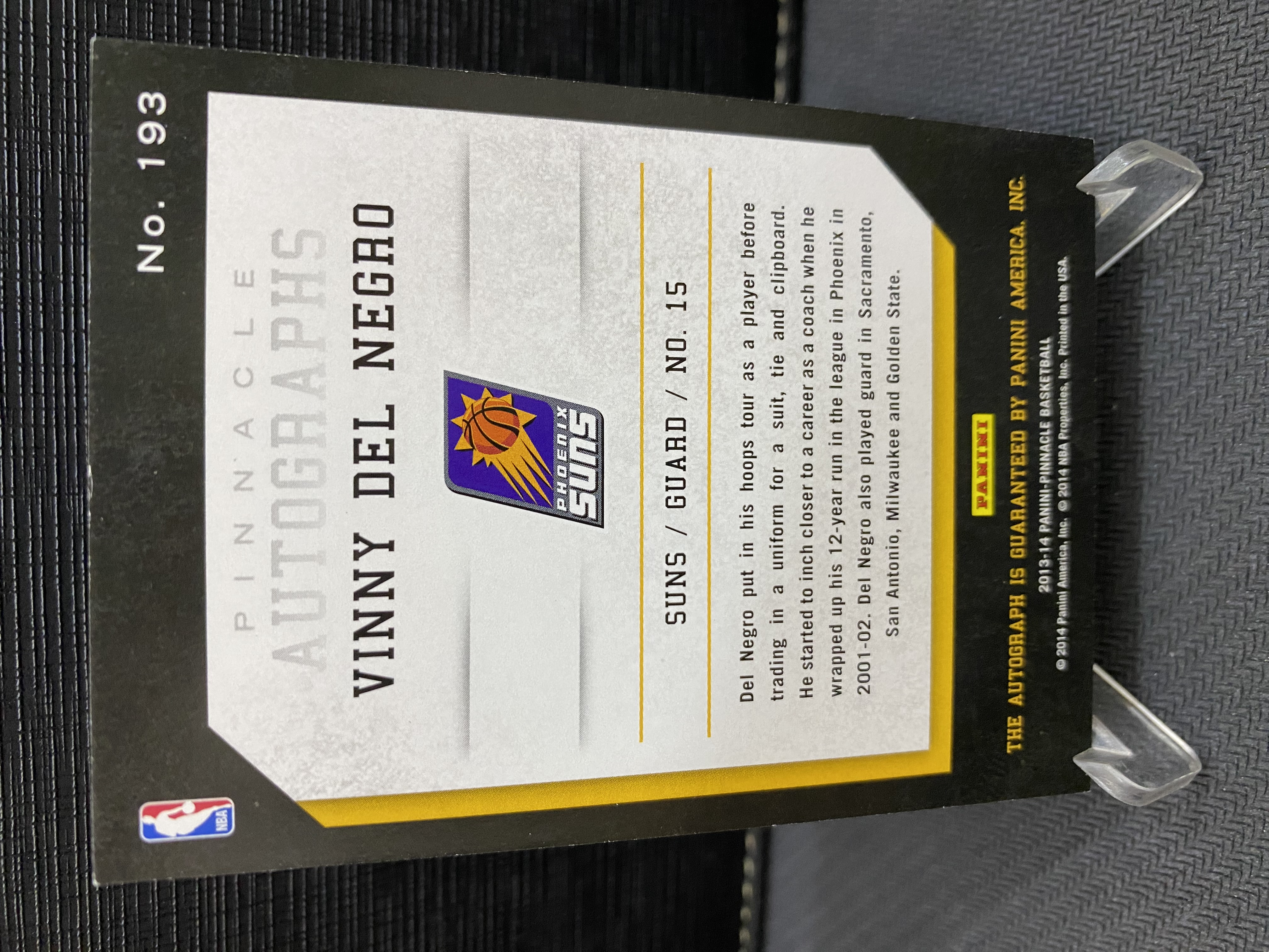 2013-14 Panini Pinnacle Vinny Del Negro 巅峰 维尼 德纳格罗 签字 贴签 收藏必备 卡品如图 -老道-【乌苏拍卖】