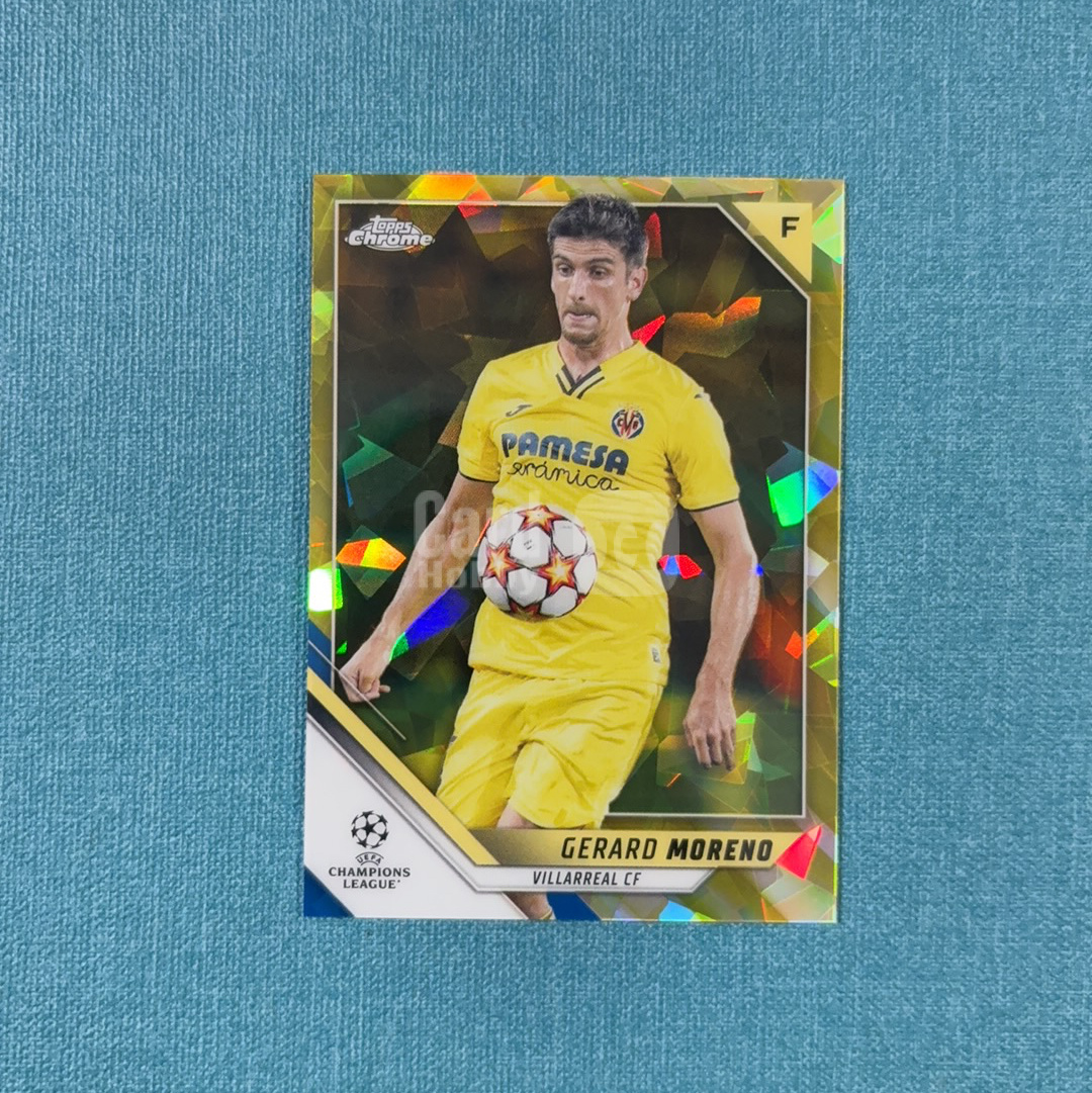 2021-22 Topps Chrome 欧冠 蓝宝石 Gerard Moreno 赫拉德 莫雷诺 53/99编 黄碎冰折 比利亚雷亚尔 卡品如图 TQQ