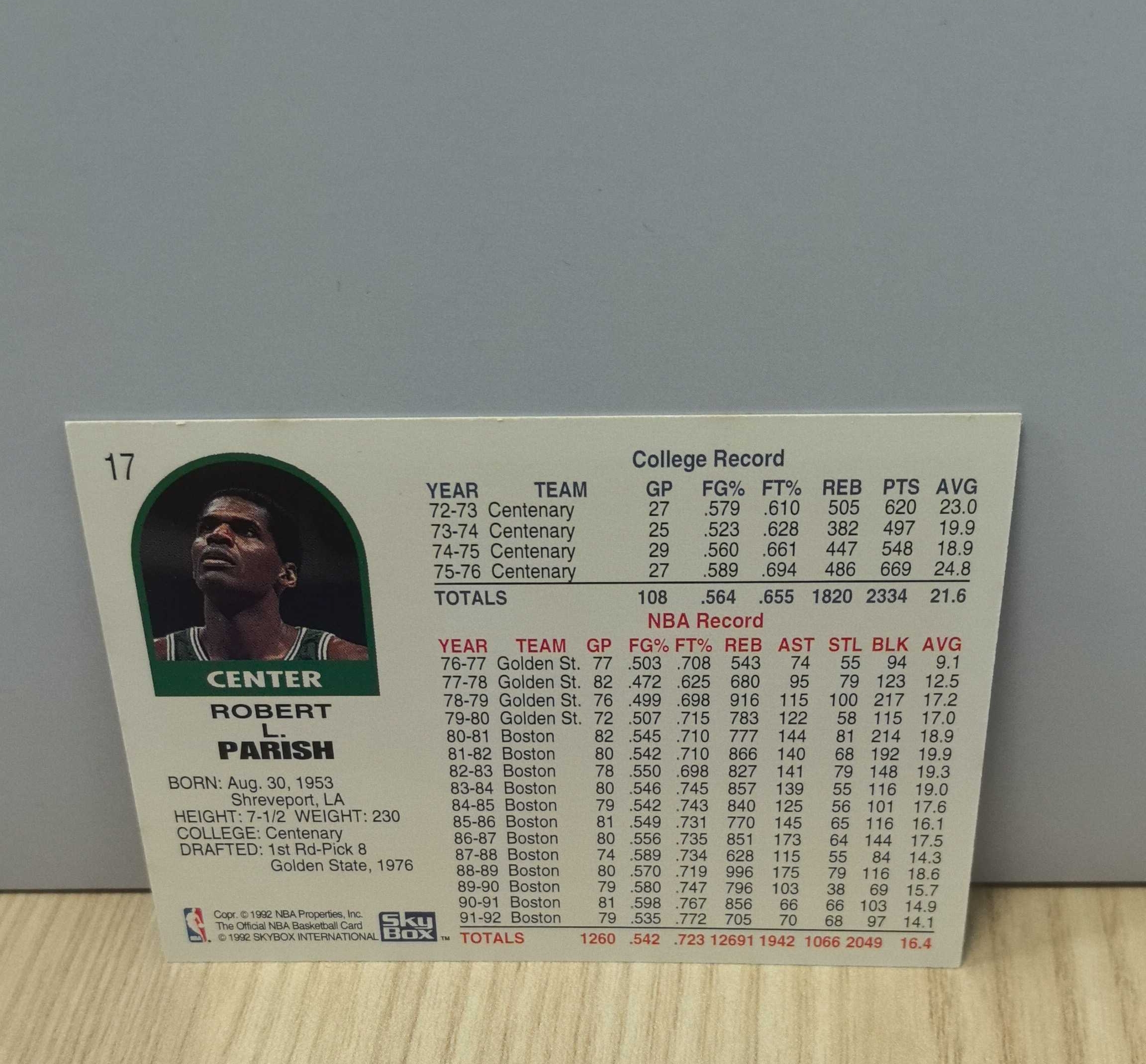 1992-93 SkyBox Base Robert Parish 罗伯特·帕里什 酋长 先后效力于勇士 凯尔特人 黄蜂和公牛 4届总冠军 9次全明星 50大 75大 名人堂 硬通货 极具收藏价值