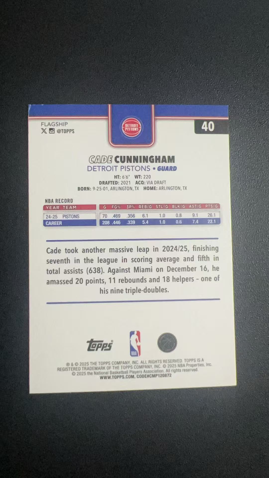 2025 Topps Topps Cade Cunningham #40 B11