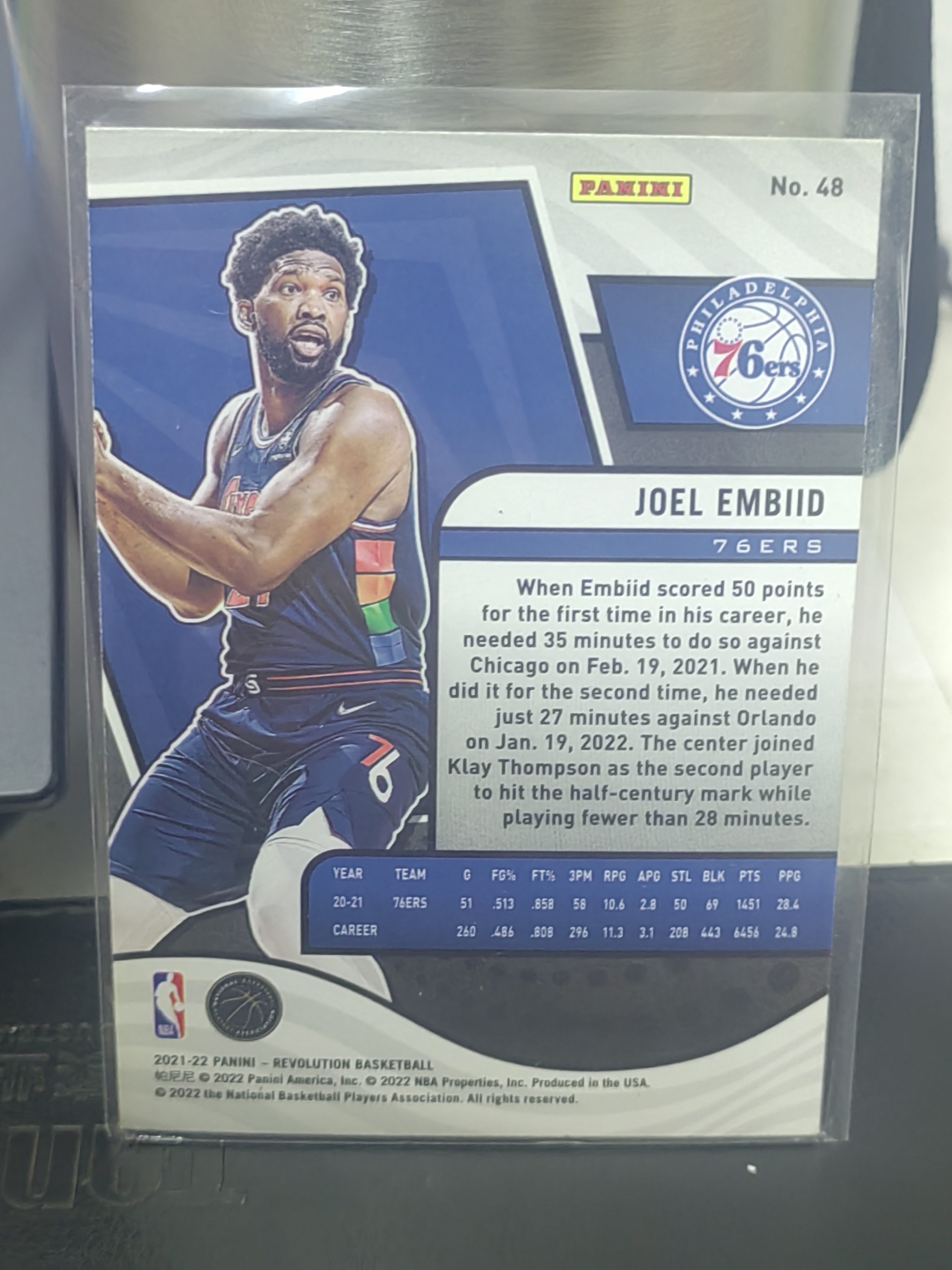 2021-22 Panini Revolution Joel Embiid 革命 乔尔 恩比德 76人 篮 白边白角 不保卡品 卡品如图