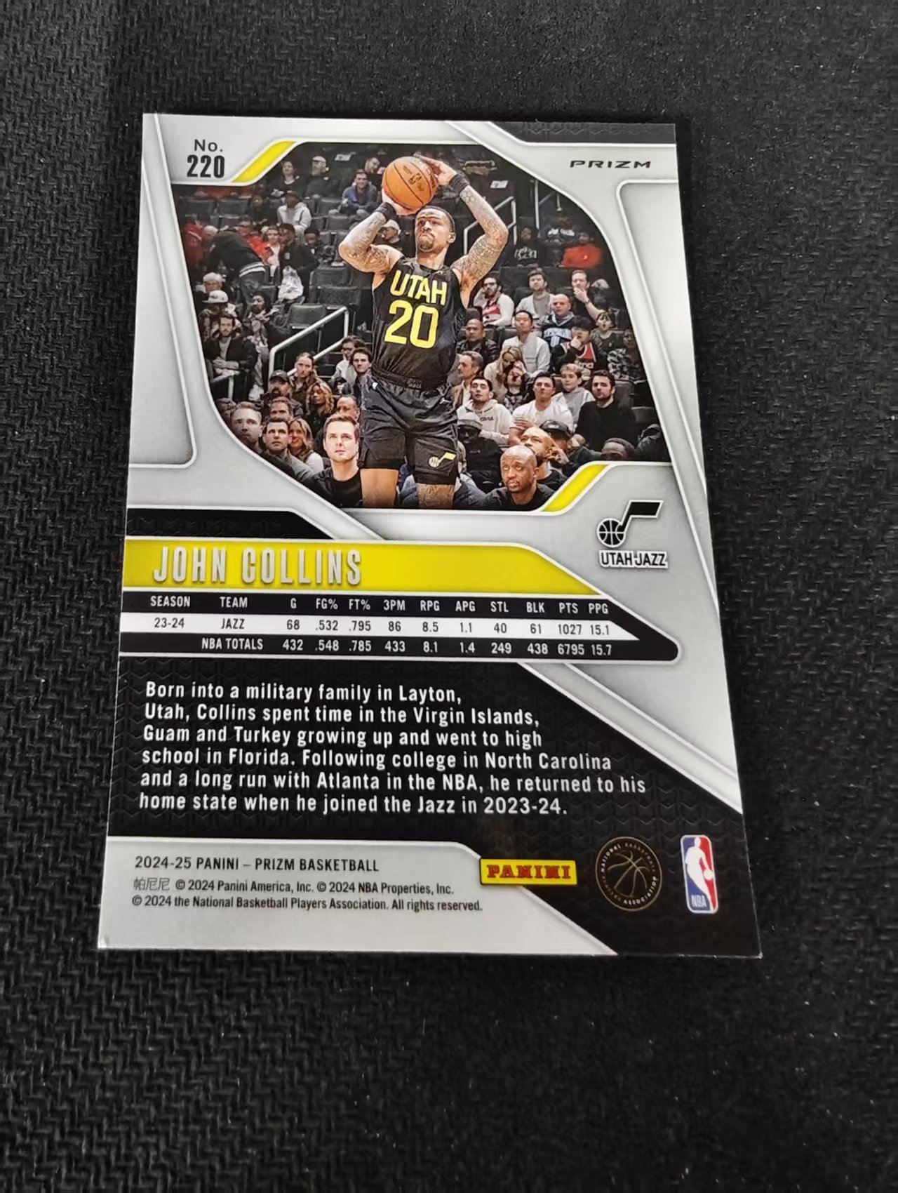 2024-25 Panini Prizm John Collins 爵士 约翰柯林斯 绿碎冰 PZ 划痕 边角瑕疵 #220