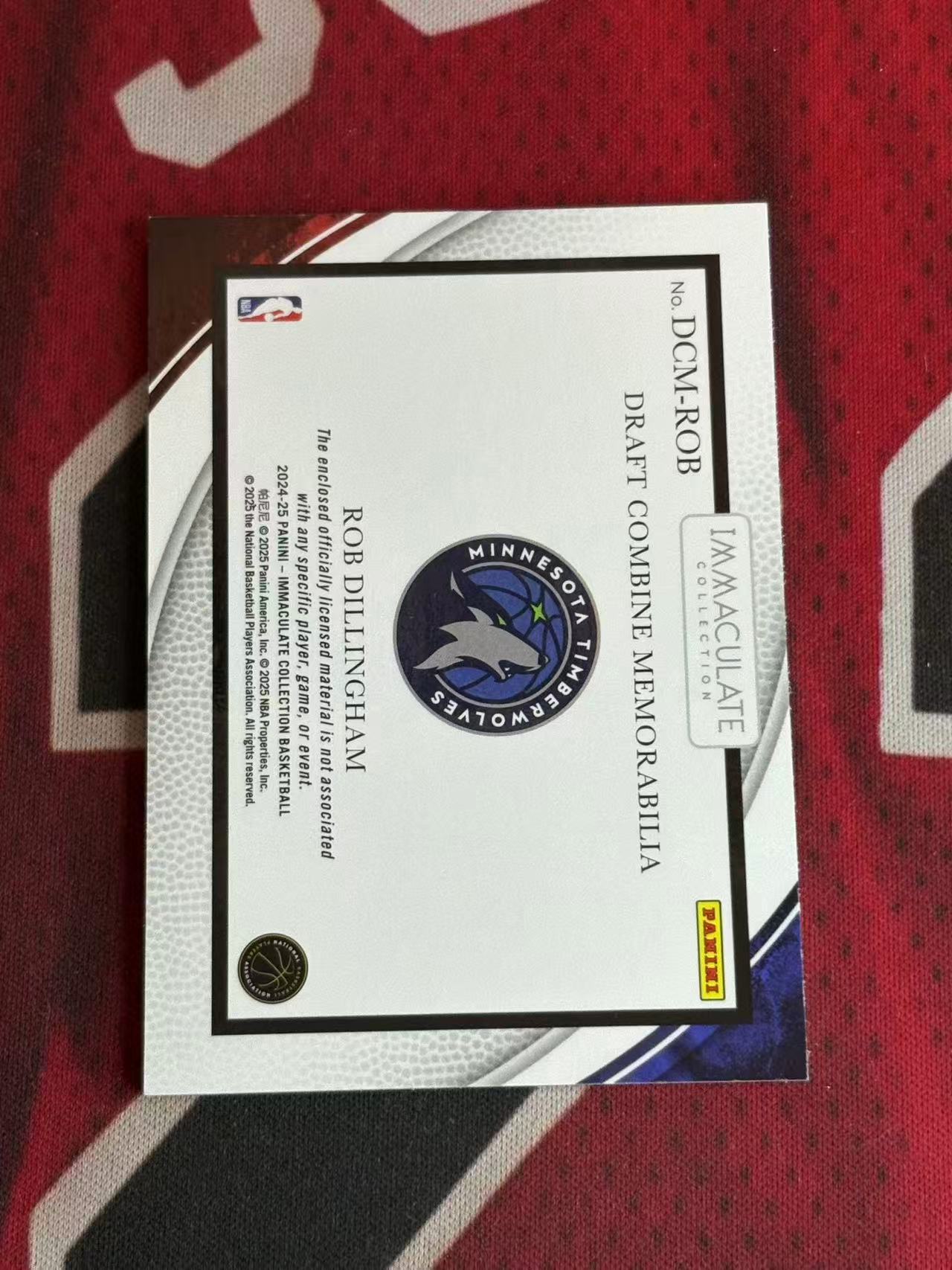 2024-25 PANINI IMMACULATE高端系列 ROB DILLINGHAM 罗伯特迪林汉姆 迪林厄姆 99编 大窗新秀选秀联合试训多色球衣物料切割 衣料实物卡 银闪版【烂臭嘴拍卖】