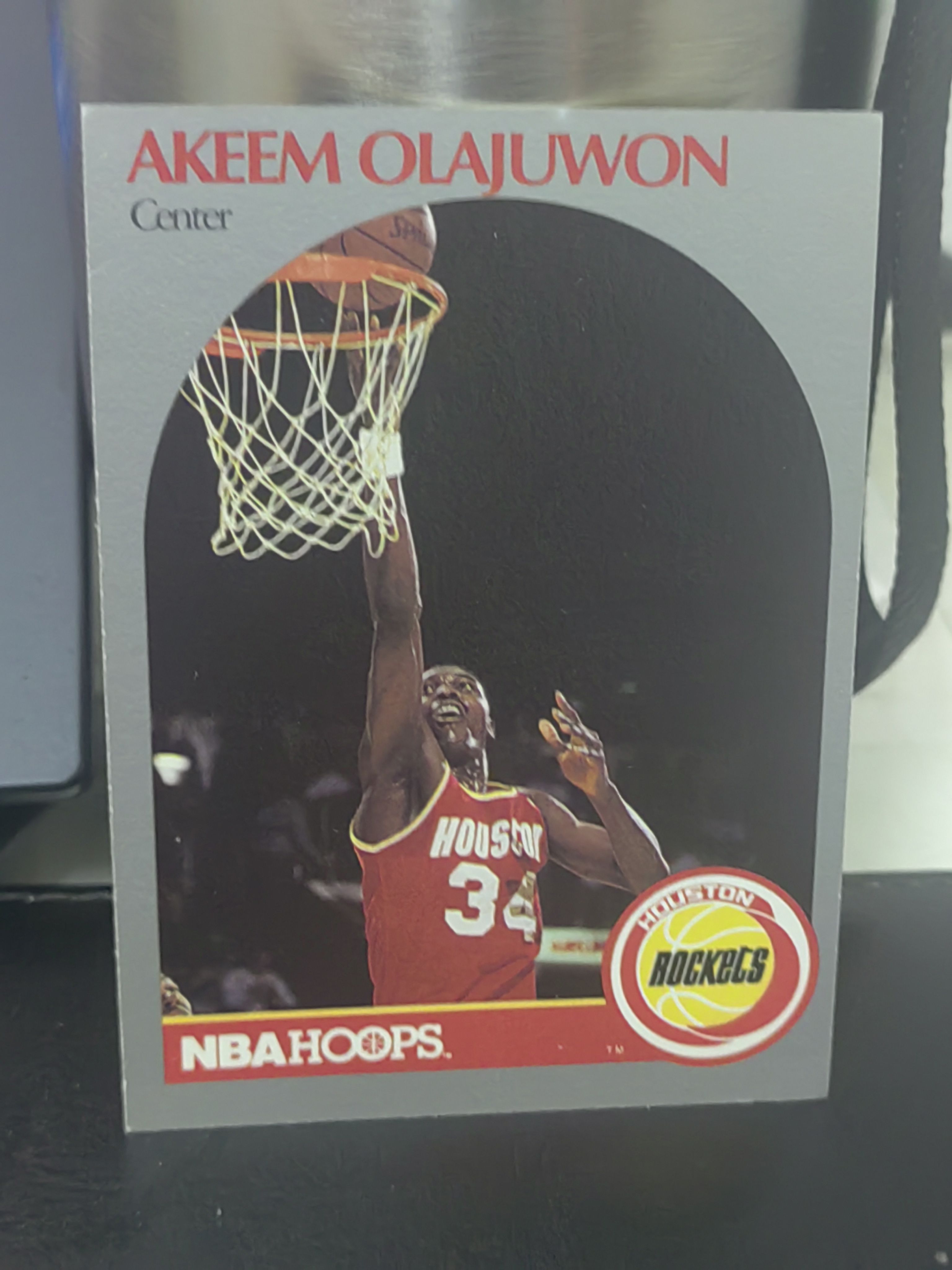 1990-91 SkyBox NBA Hoops Hakeem Olajuwon 阿基姆奥拉朱旺 火箭 篮 白边白角 不保卡品 卡品如图