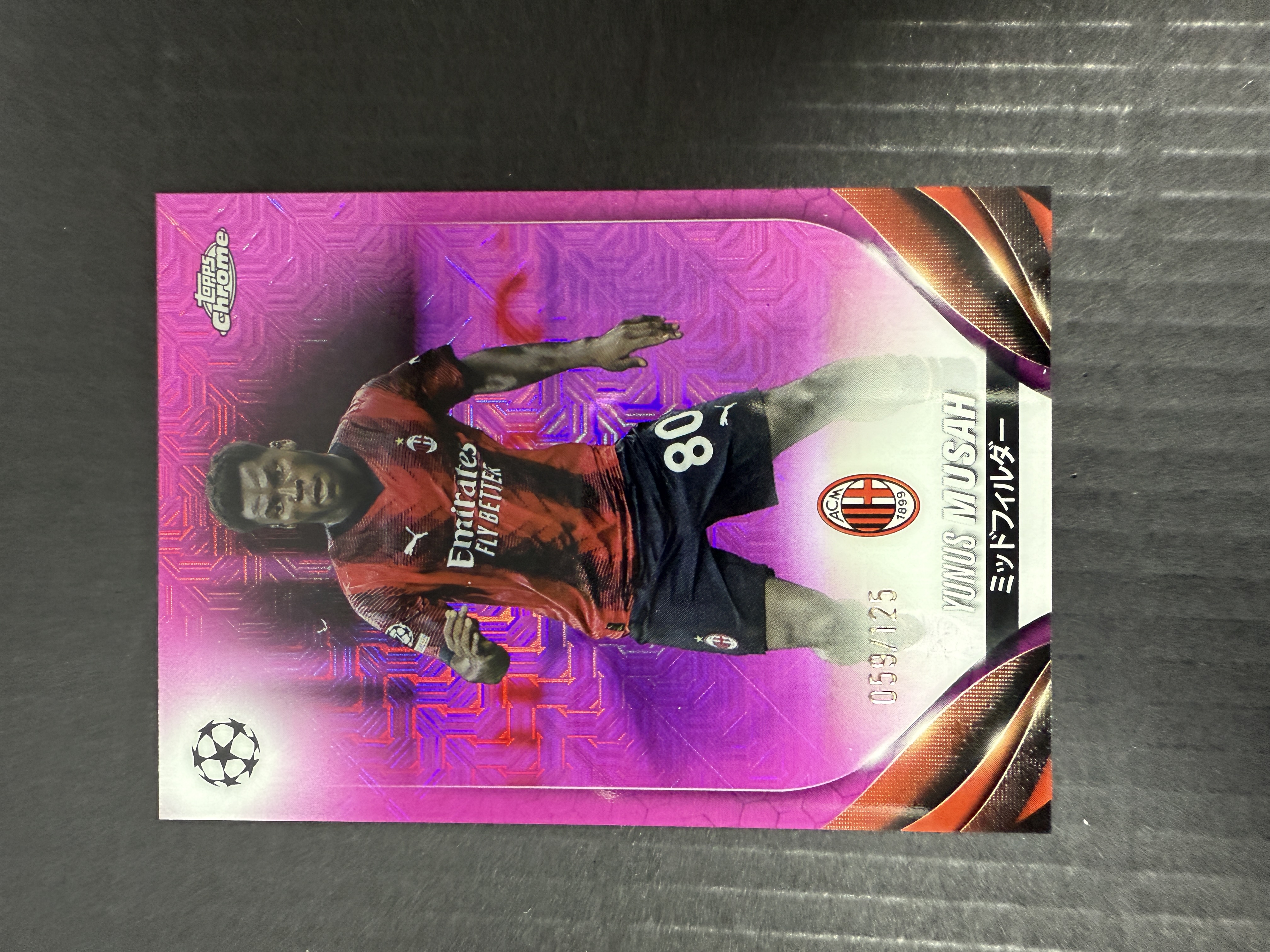 【GOAT山羊拍卖】D哥 2023-24赛季 topps chrome 日版樱花系列 穆萨 粉mojo折 /125 AC米兰 品相如图