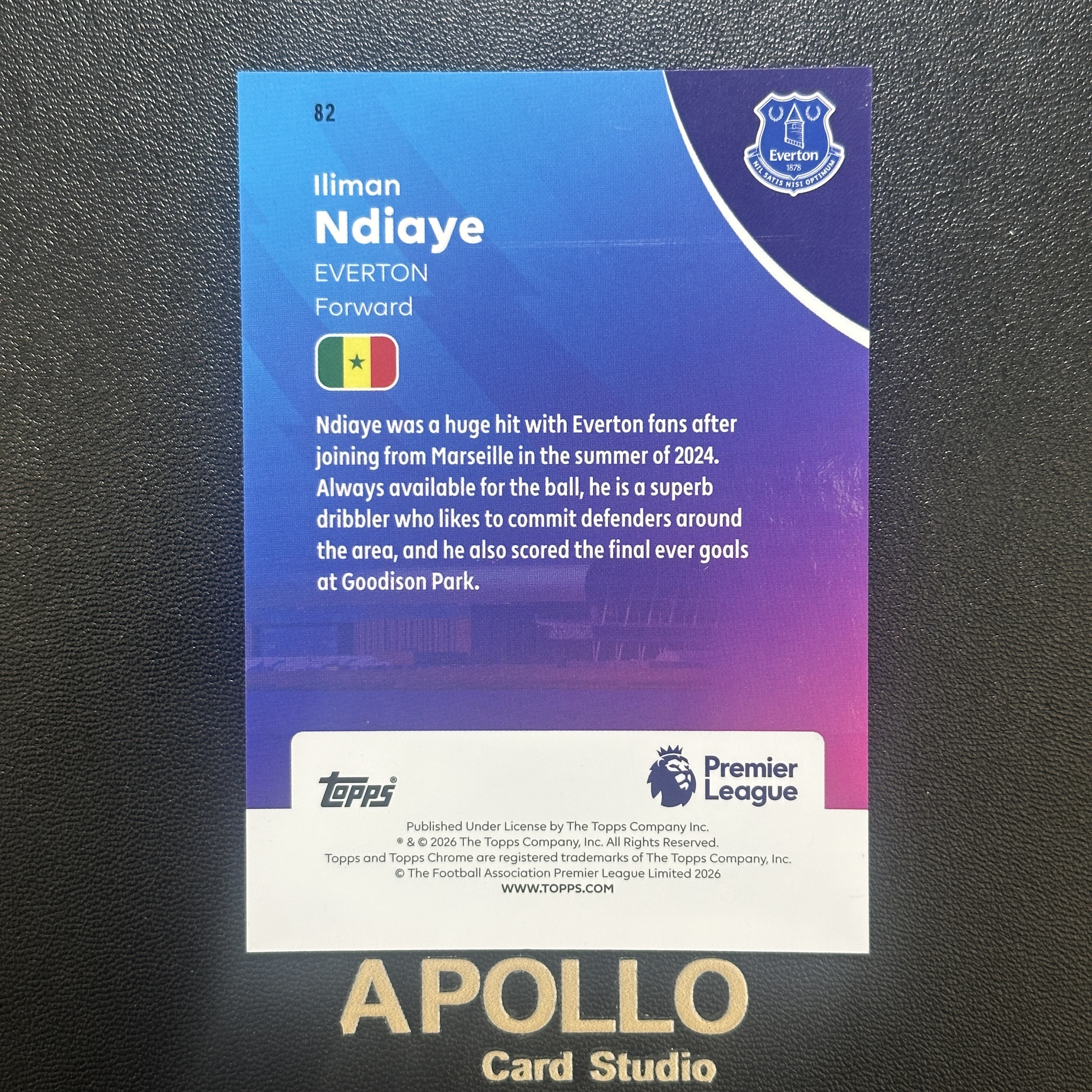 2025-26 Topps Chrome Iliman Ndiaye 恩迪亚耶 英超TC 埃弗顿 /275编 黄折 卡品如图#G