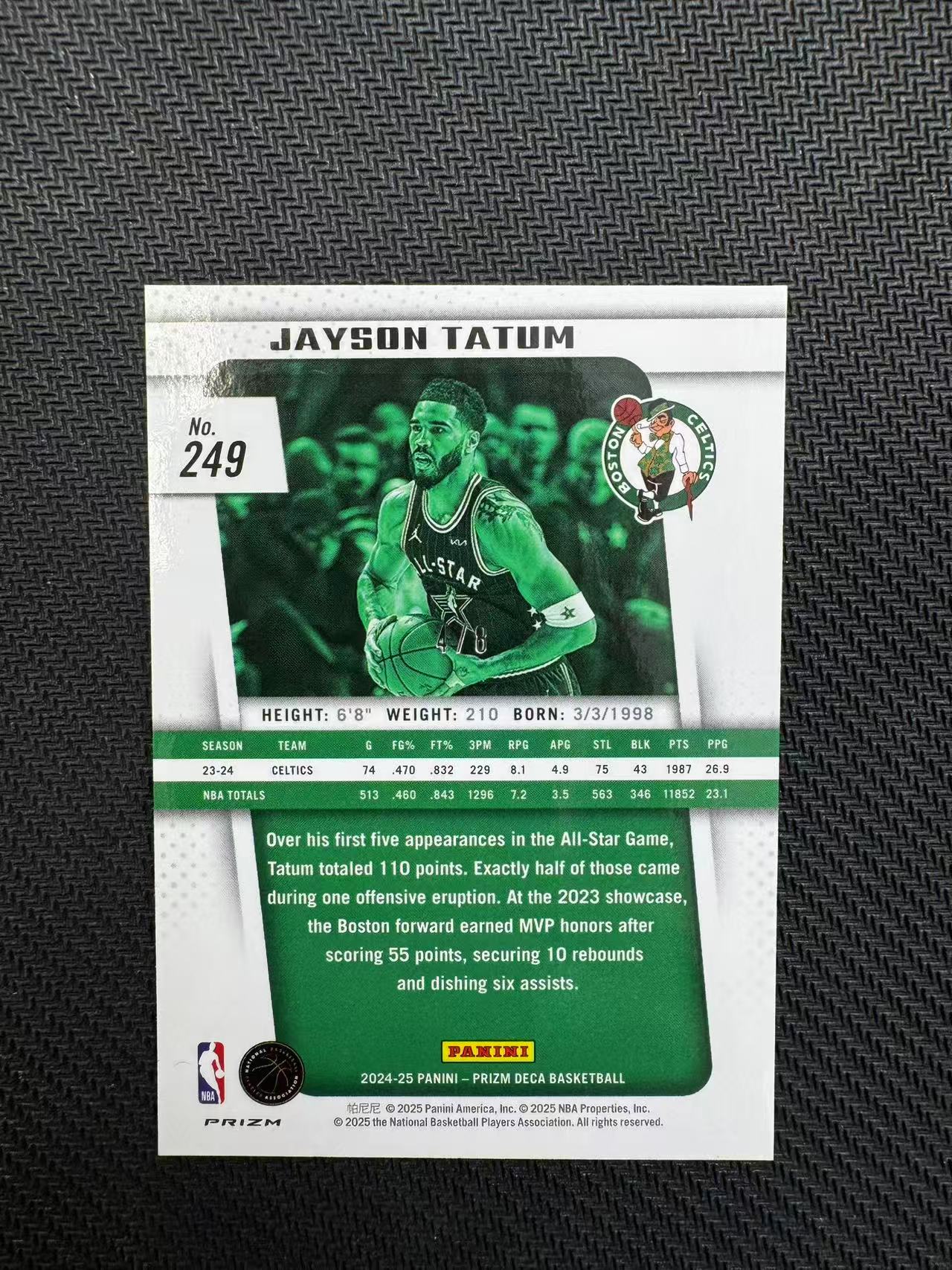 2024-25 Panini Prizm Jayson Tatum 【有品代卖】prizm deca 先行 凯尔特人 杰森 塔图姆 全明星选图 先行独占 黑金折 黑金shimmer 卡品如图