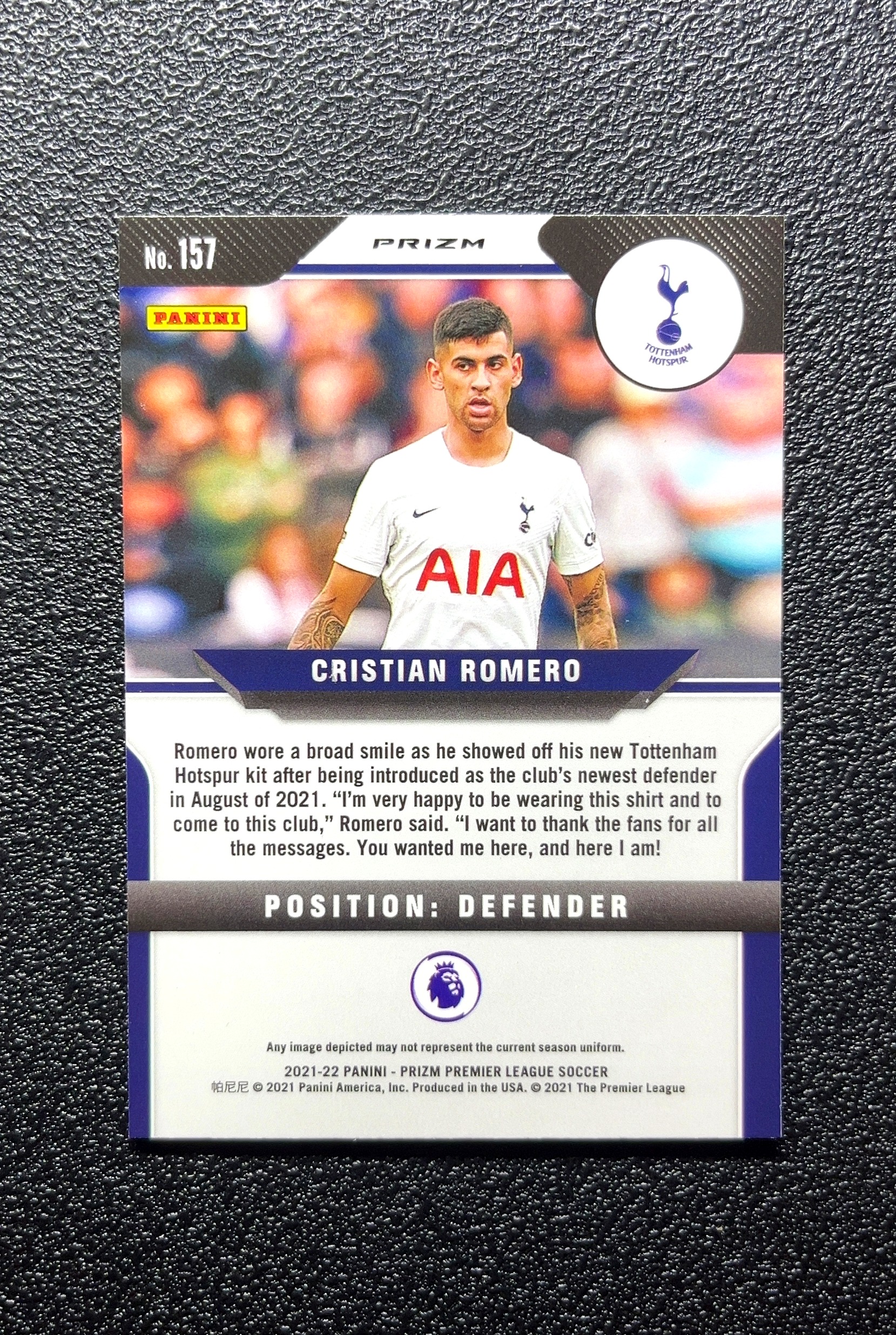 【小白1%代卖】2021-22 Panini Prizm Cristian Romero 克里斯蒂安·罗梅罗 银折 折射 卡品如图 高价值 #157 Tottenham Hotspur 0803