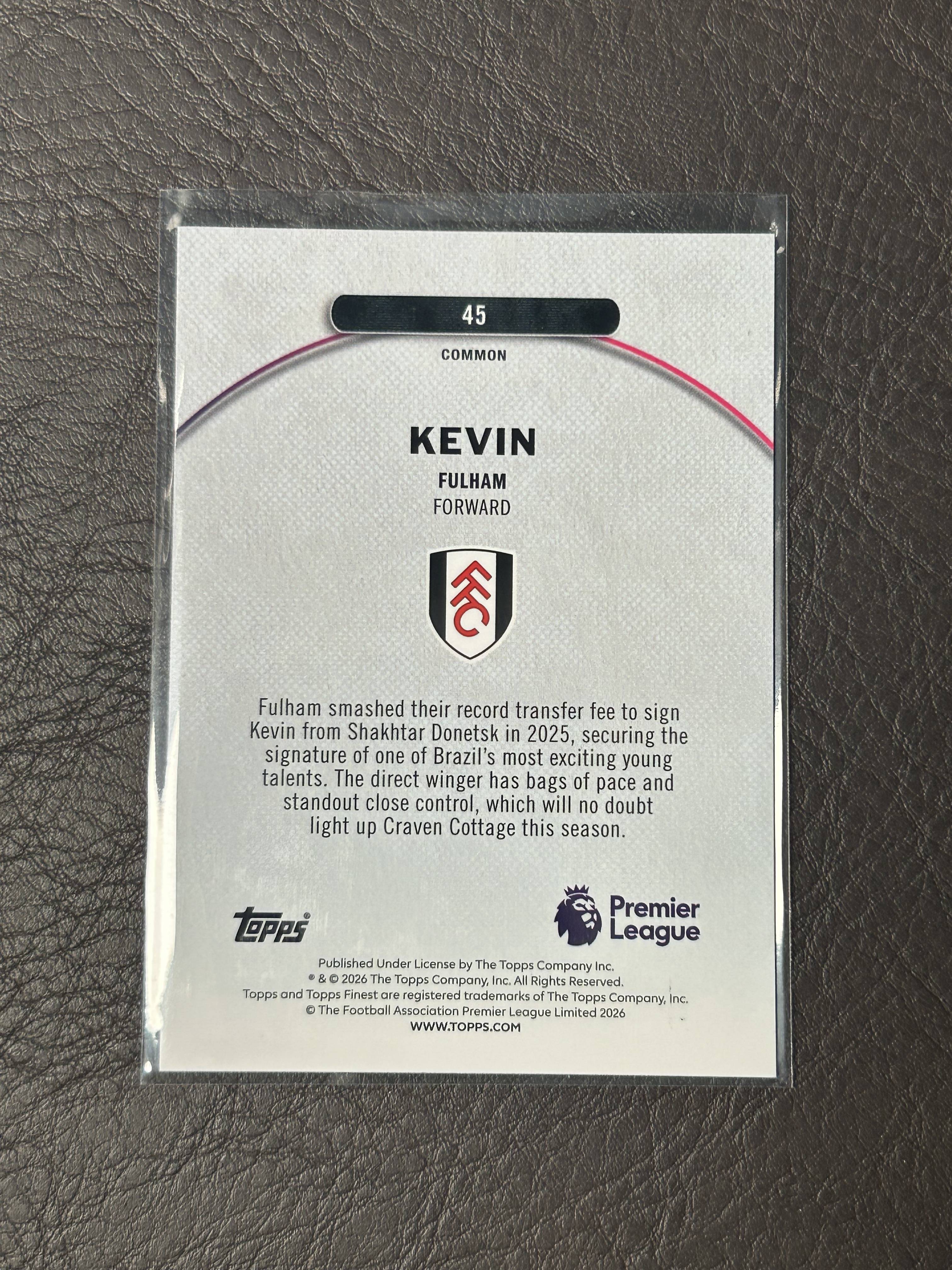 2026 Topps Finest Regis #45 英超 凯文 富勒姆 200编 蓝折