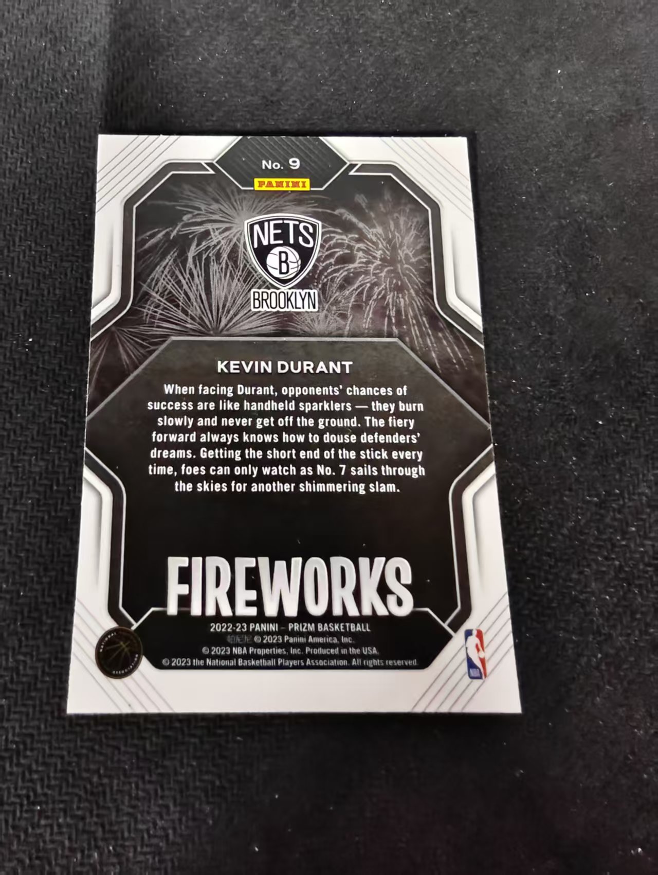 【可合并,不累计】2022-23 Panini Prizm Kevin Durant 篮网 死神 凯文 杜兰特 烟花特卡 PZ 不保卡品 介意勿拍 #9