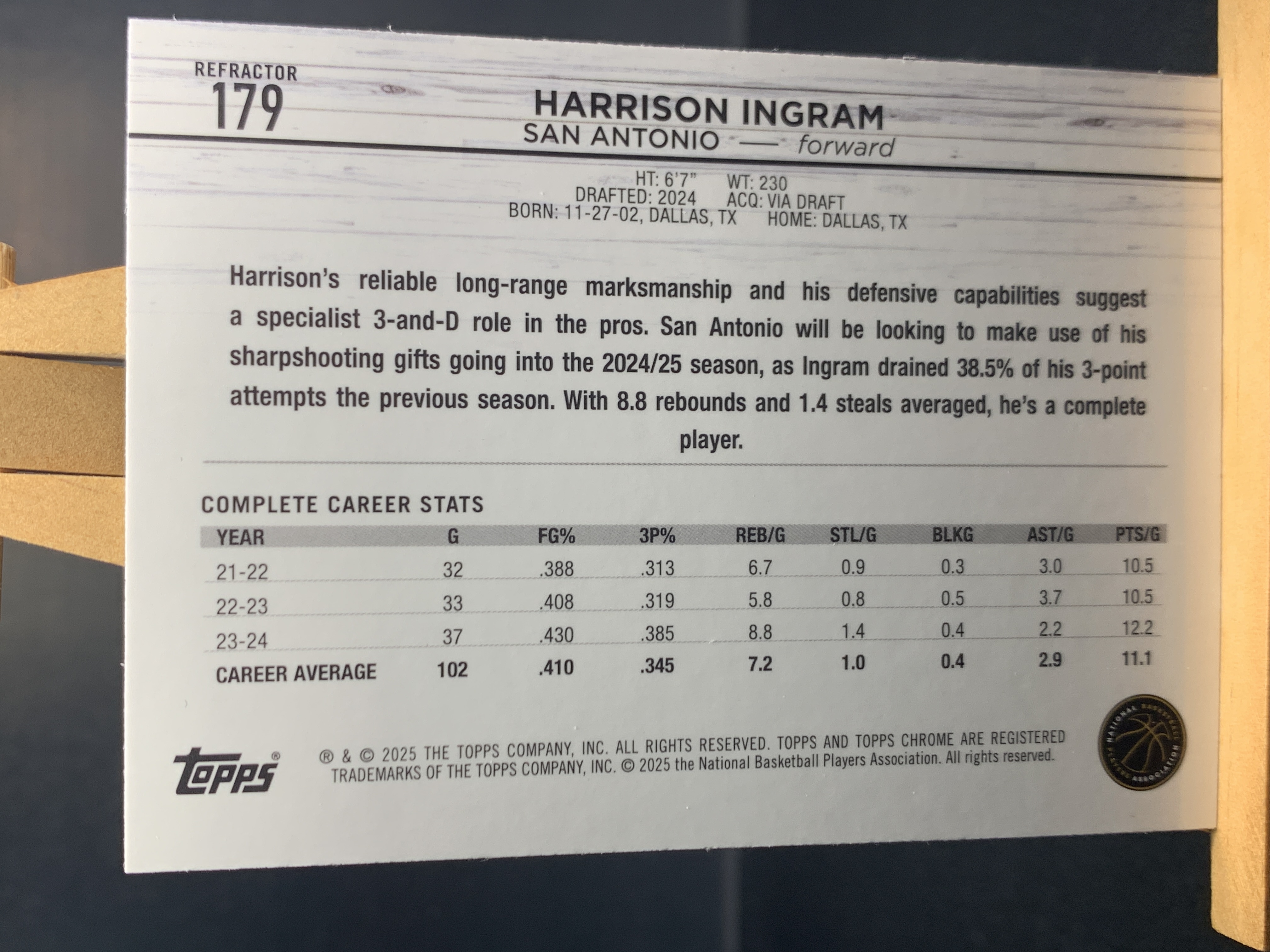 (S8) 2025 TOPPS 折射 新秀RC 哈里森 英格拉姆 近期大热球星 收藏必备 卡品如图 ! ! !