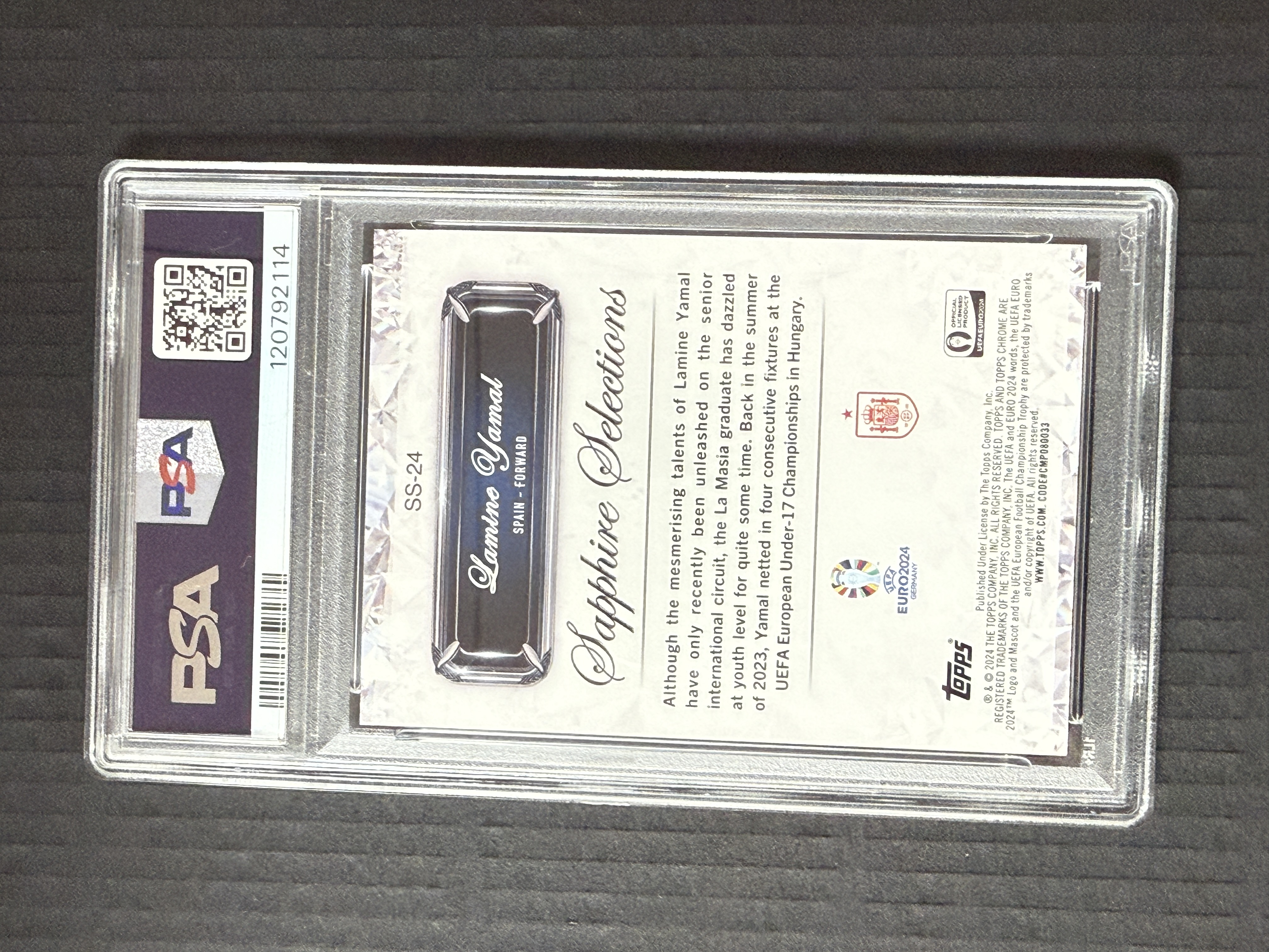 【GOAT山羊拍卖】D哥 2024年 topps chrome欧洲杯精选系列 亚马尔 YAMAL 新秀精选黑碎冰折 /10 低编 psa9 西班牙选图 品相如图