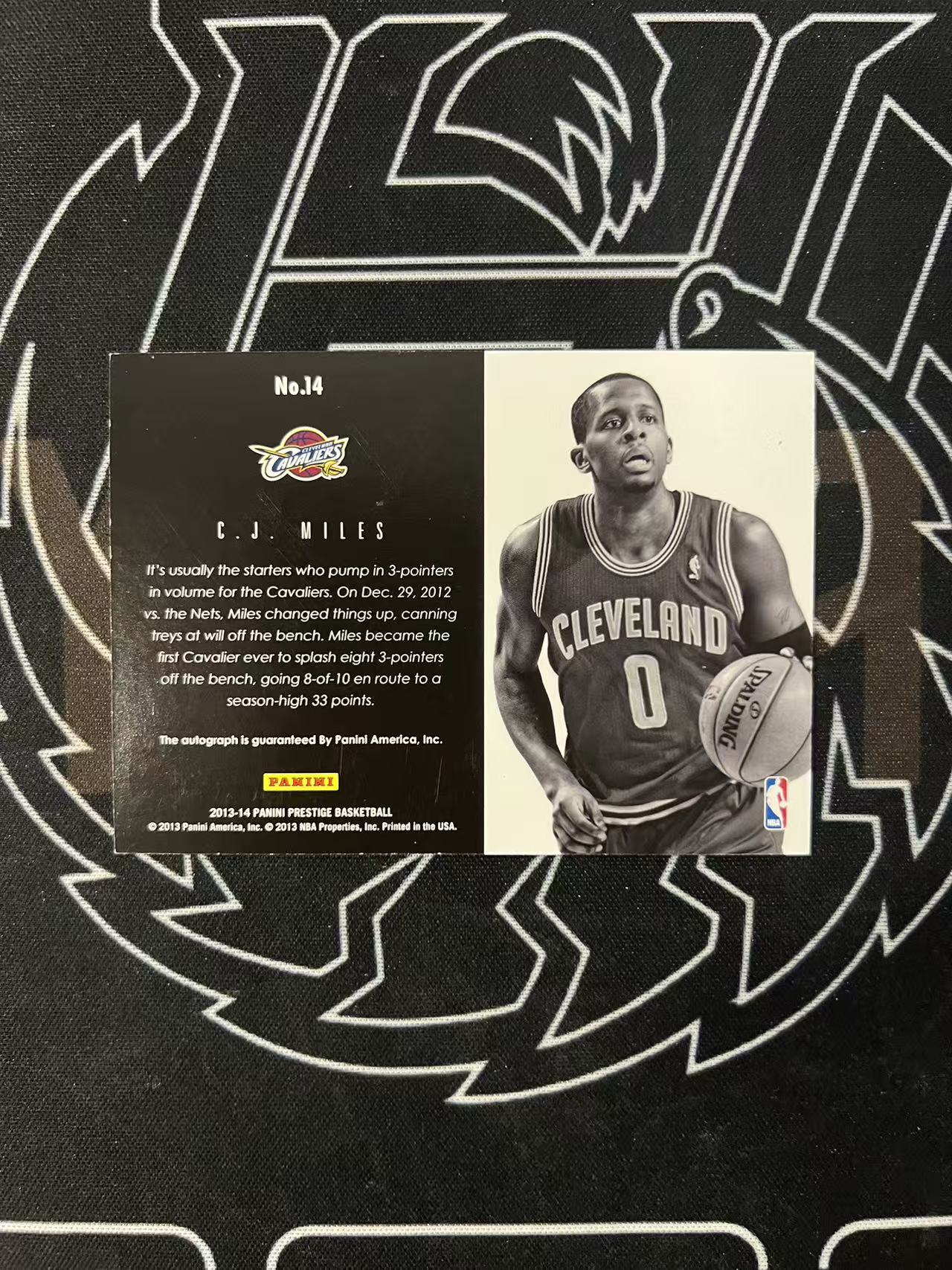 2013-14 Panini Prestige C.J. Miles 【UTF球星卡】fr3 CJ 迈尔斯 荣耀 签字 骑士后卫 通行卡品