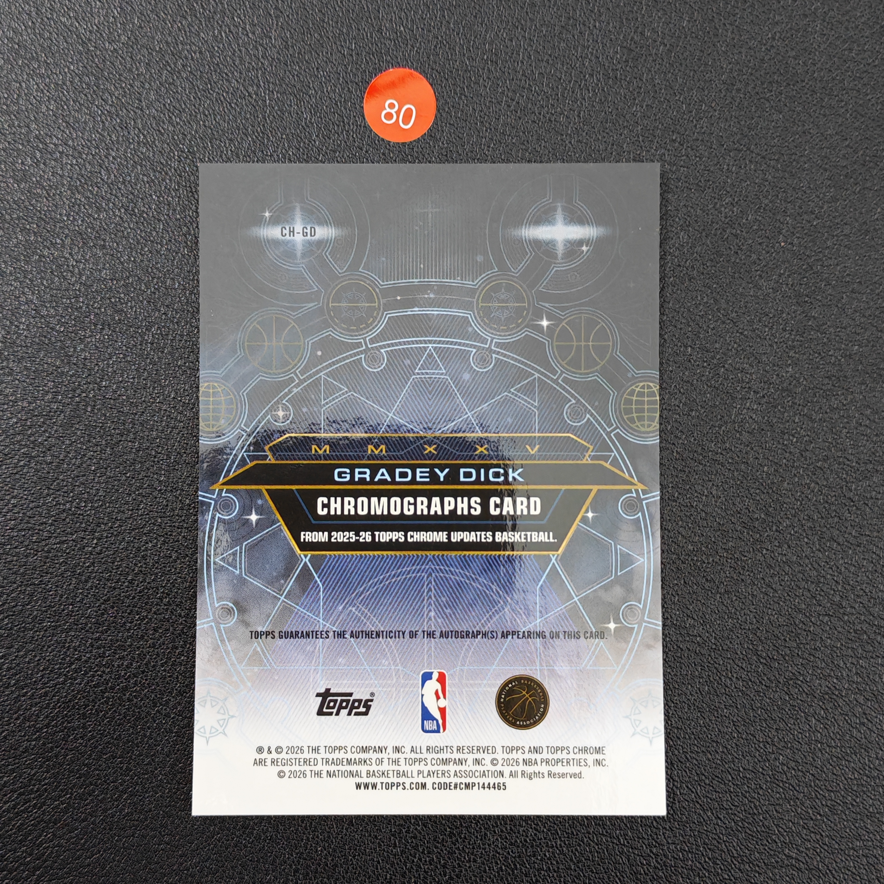 【鹰歌拍卖】格雷迪·迪克 Dick 猛龙 Chromographs签字卡 贴签|2026 Topps Chrome update 神射手 白人射手 潜力新星 凑套必备 不保卡品#momo