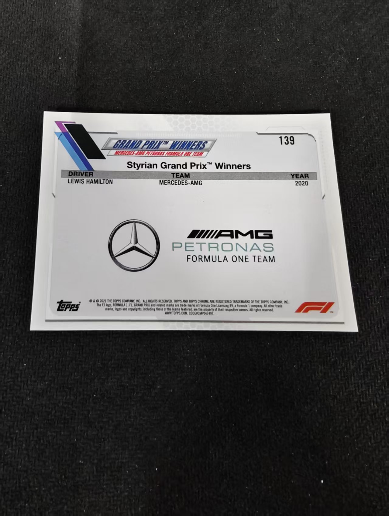 2021 Topps Chrome Lewis Hamilton F1 梅赛德斯奔驰车队 刘易斯 汉密尔顿 划痕 边角瑕疵 #139