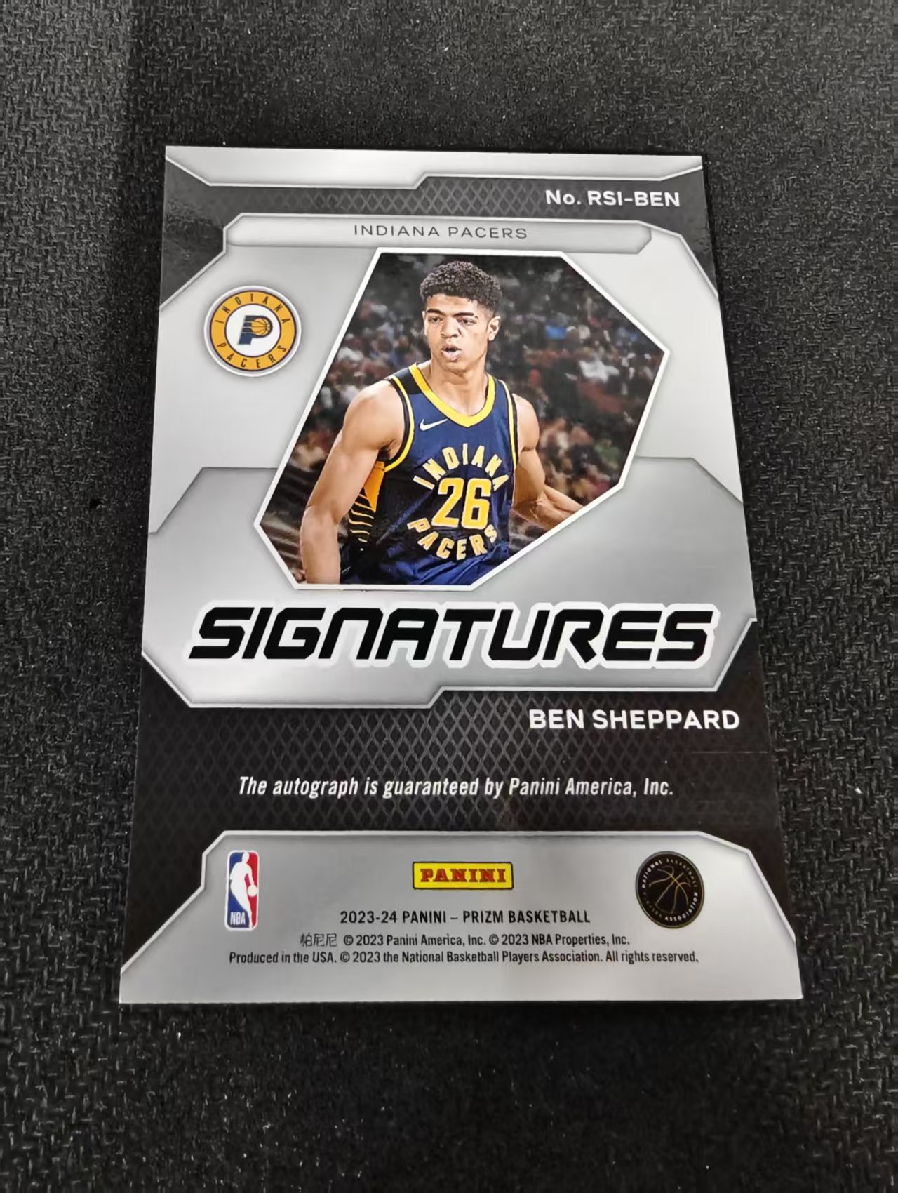 2023-24 Panini Prizm PZ 步行者 新秀RC Ben Sheppard 本 谢泼德 新秀签字 signatures 瑕疵如图