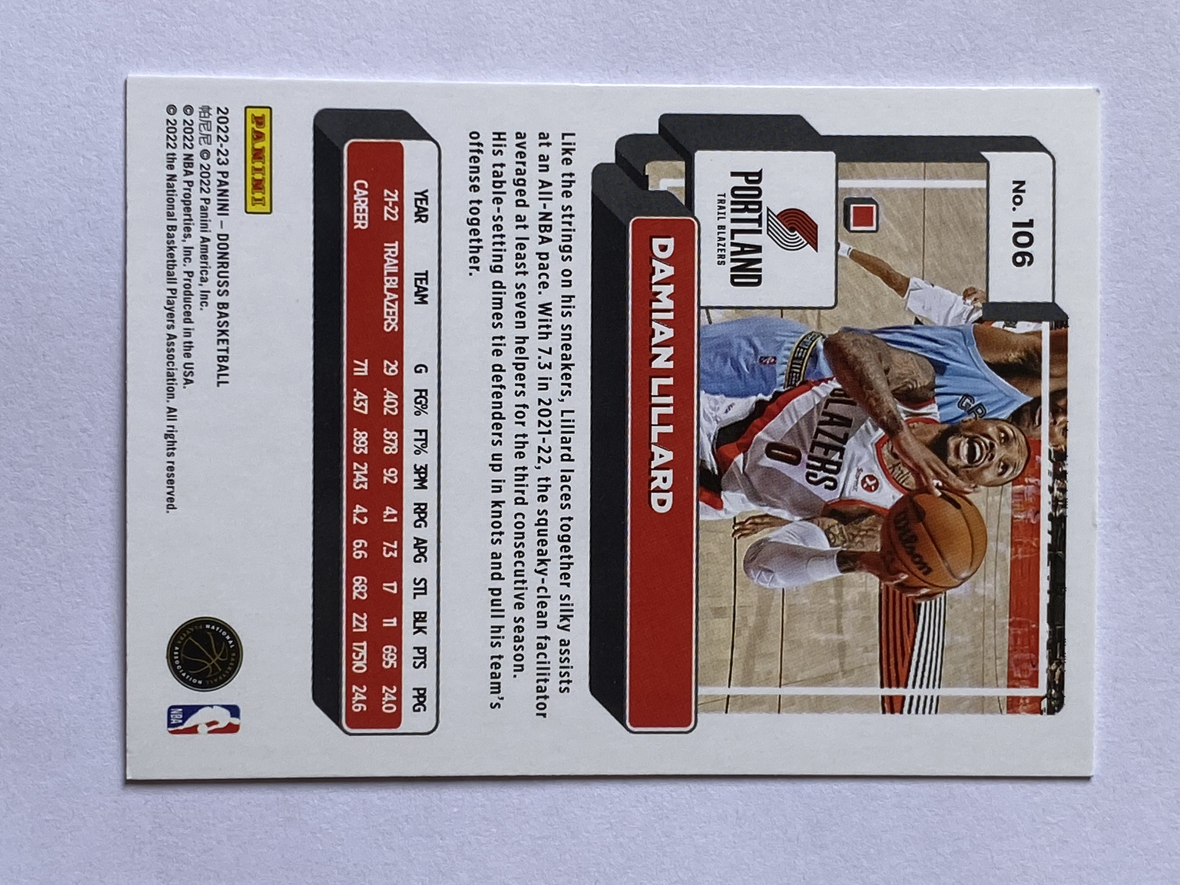 2022-23 panini donruss damian lillard 达米安 利拉德 开拓者队