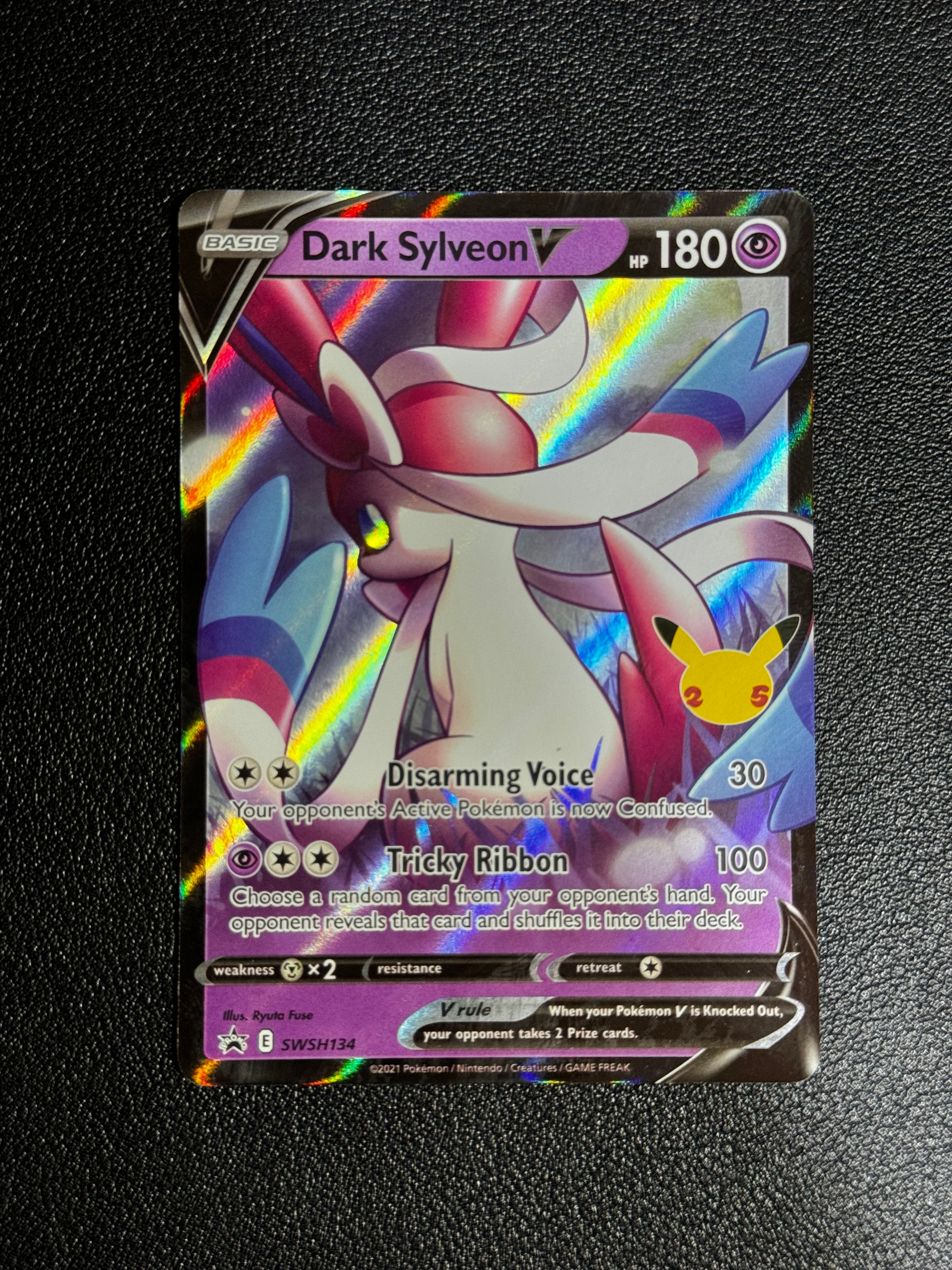 2021 Pokemon TCG SWSH Celebrations 仙子伊布 Dark Sylveon V en 宝可梦 美版 英文 25周年 暗黑仙子伊布 SWSH134 闪卡 全图闪 LWNP