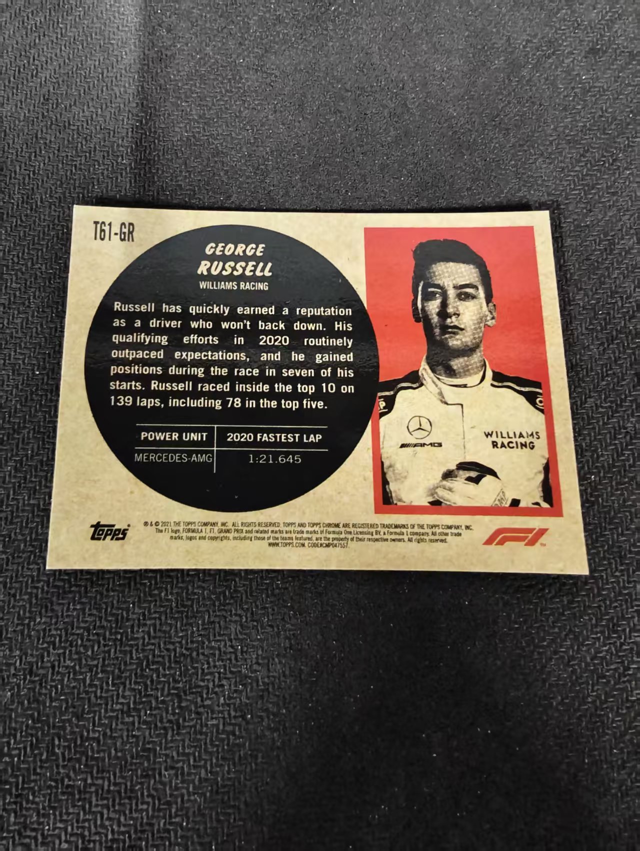 2021 Topps Chrome F1 George Russell 乔治 拉塞尔 银折 特卡 F1 划痕 边角瑕疵 #GR