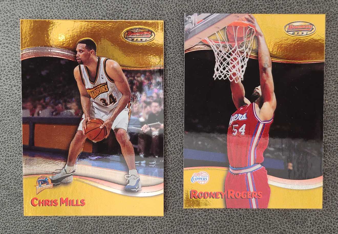1999 topps Bowmans best chris mills金州勇士队 罗德尼罗杰斯Rodney Rogers 洛杉矶快船 老卡两张打包 不保卡品