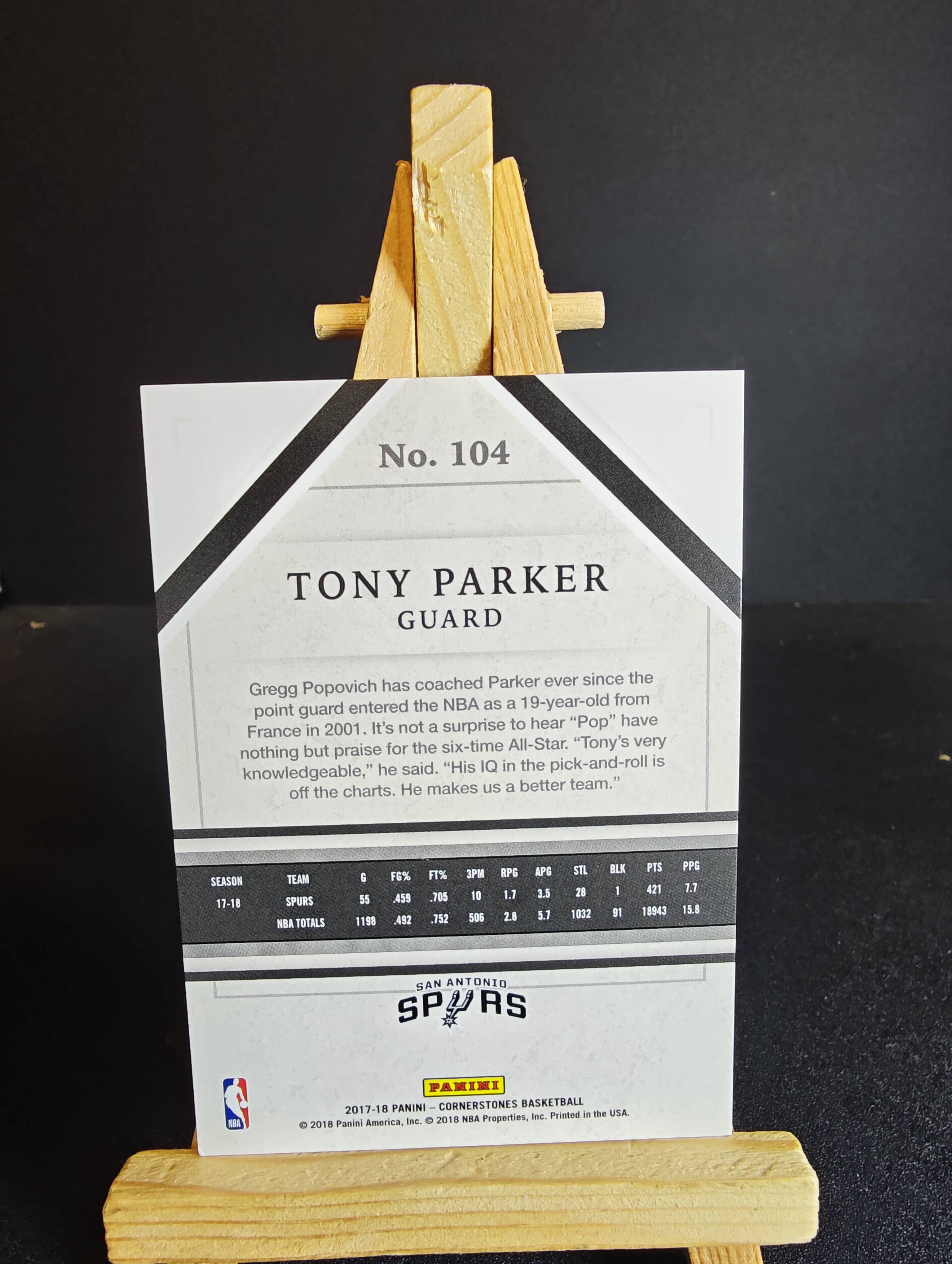 2017-18 Panini Chronicles Tony Parker 编年史 托尼 帕克 特卡 89编 卡品如图 91代拍