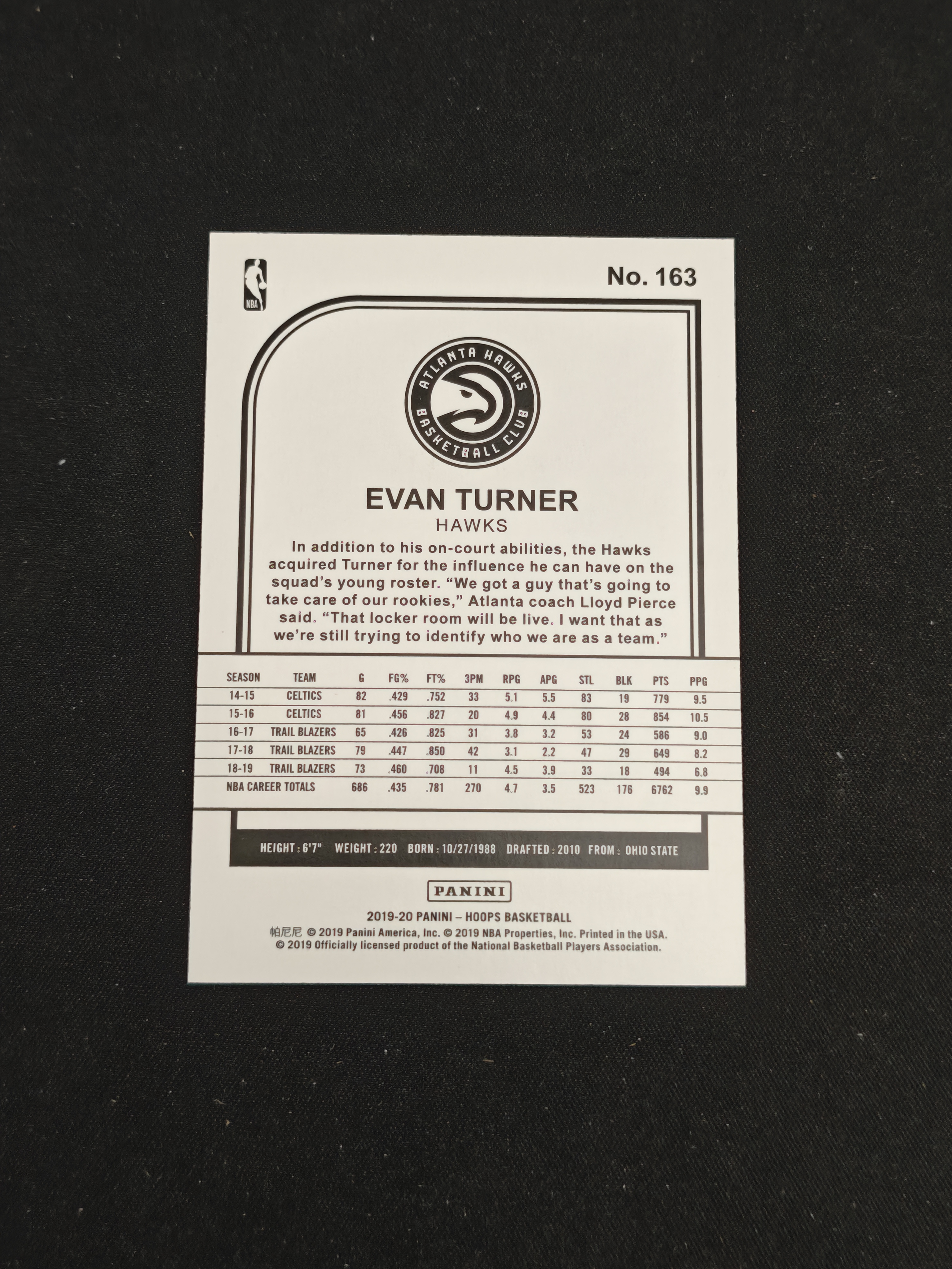 2019-20 Panini NBA Hoops Evan Turner 【小v代拍】埃文 特纳 老鹰 07/99编 绿折 带编 折射 卡品如图【specail】j