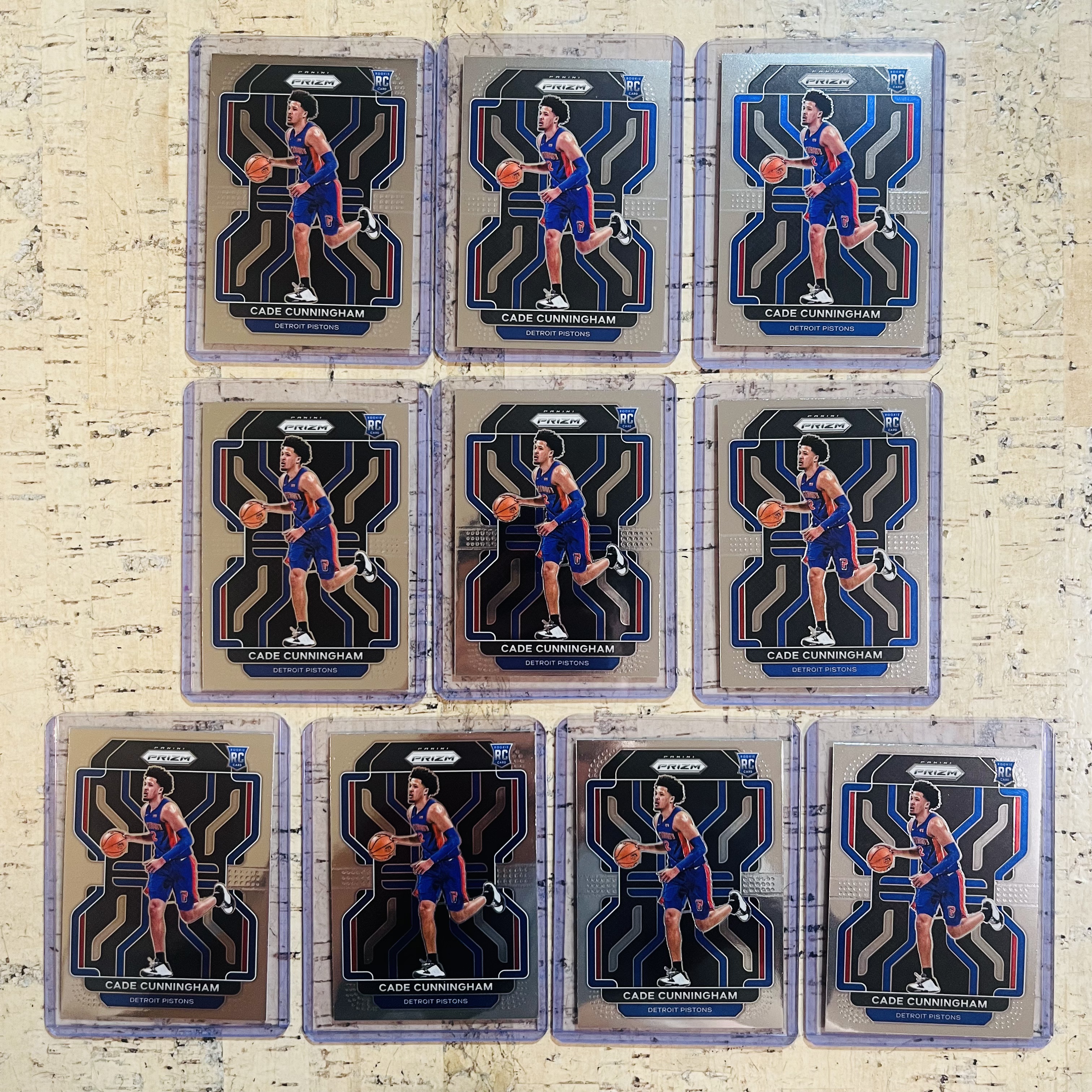 2021-22 Panini Prizm Cade Cunningham RC 新秀 活塞 坎宁安 康宁汉姆 Base 10张打包 全部带卡夹 第2组【小卡迷拍卖 可累积半年】