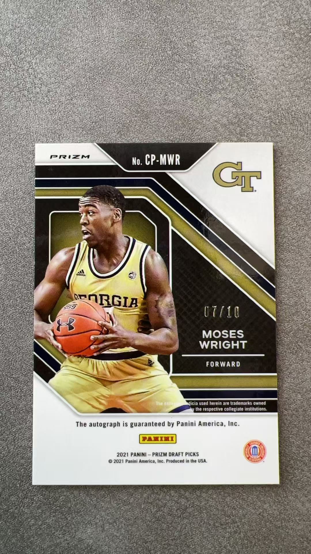 5917【330球星卡实体店代卖】2021 帕尼尼 PRIZM 摩西赖特 Moses Wright 新秀RC 签字 07/10编 低编 金折 仅顺丰寄付(UK23)