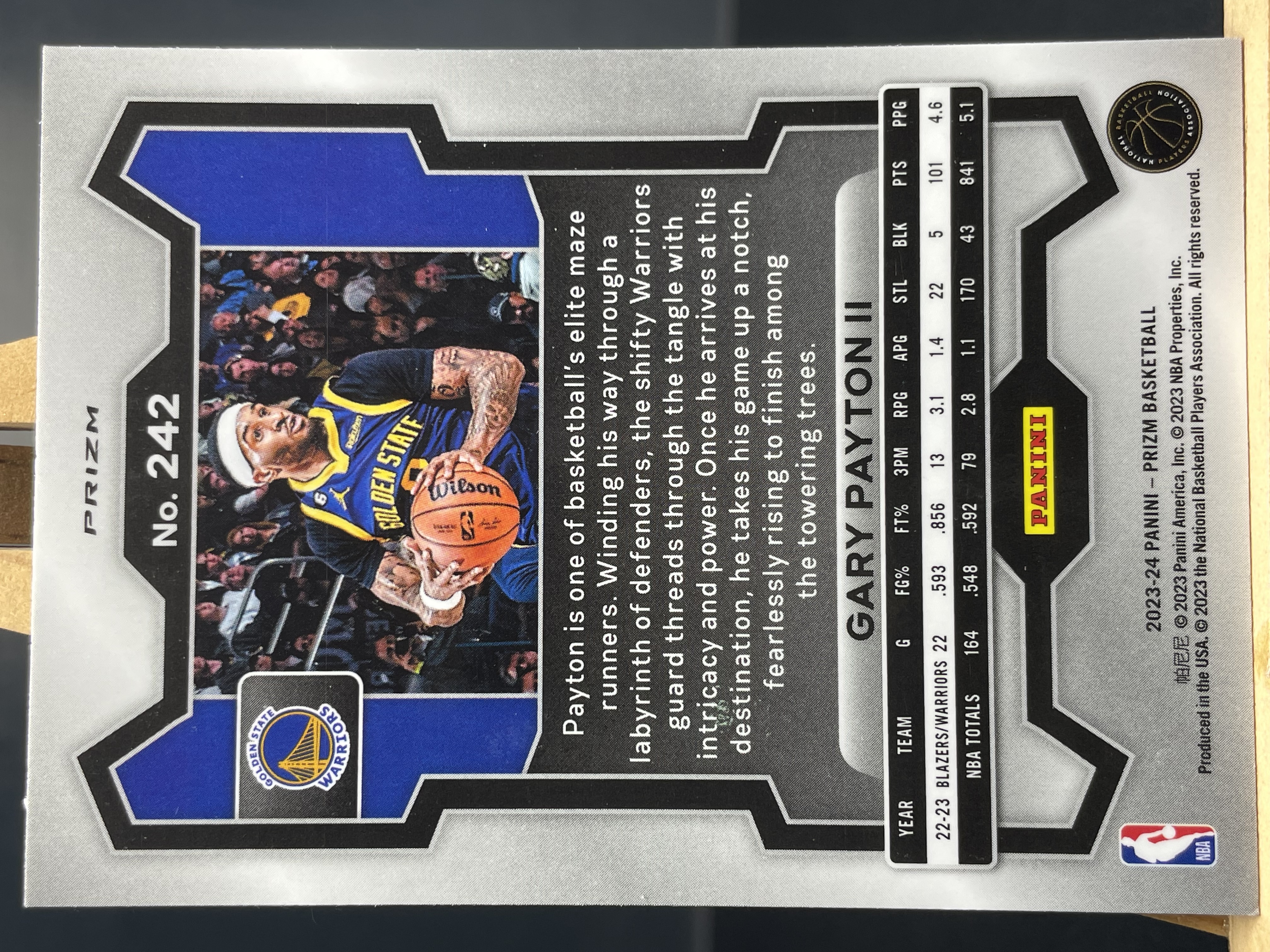 (B2) 2023-24 PANINI PRIZM 银折 加里 佩顿二世 勇士 近期大热球星 收藏凑套必备 卡品如图!!!