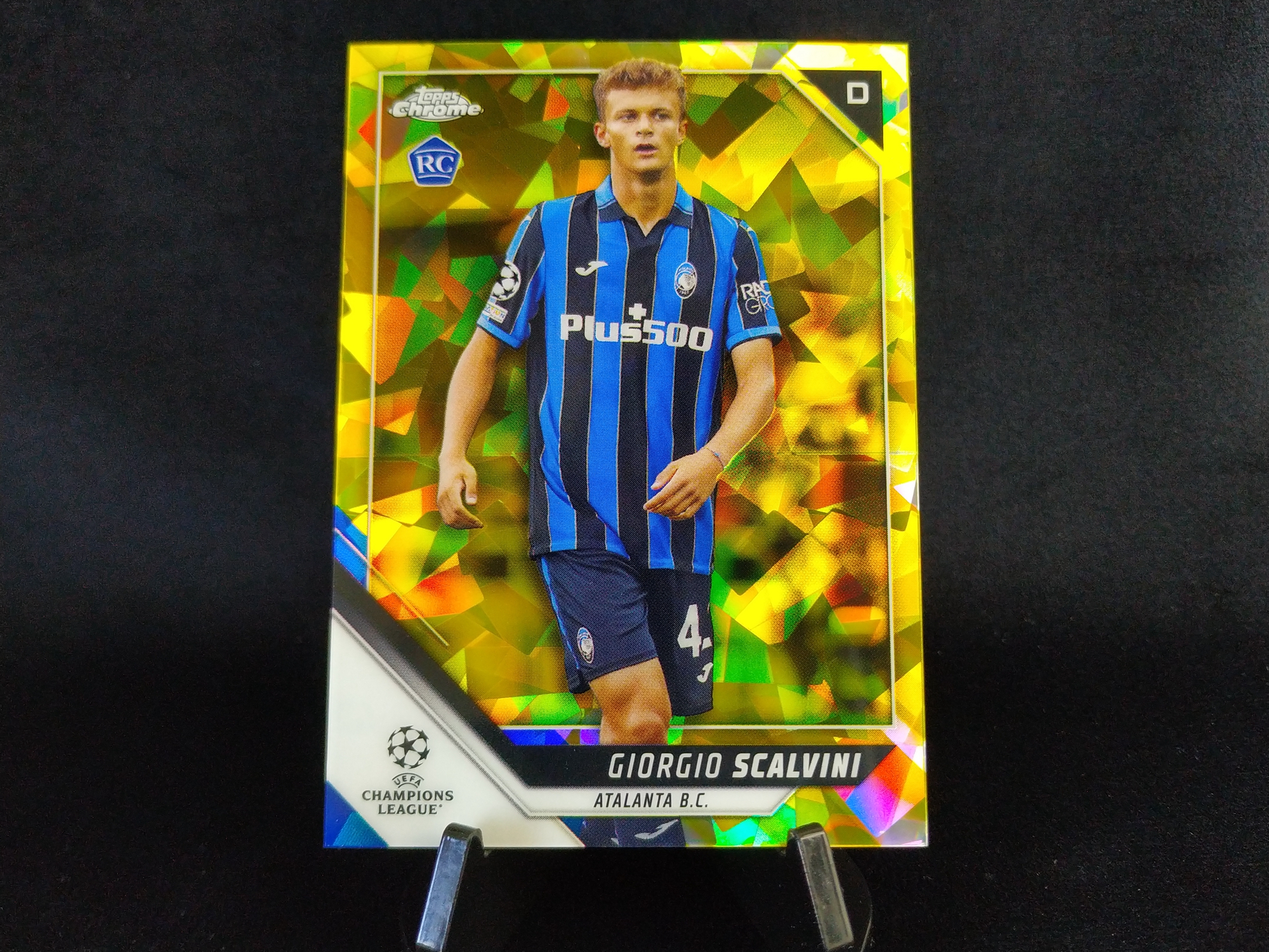 10-7【老斑马拍卖】wzjz 17 topps 2021-22 欧冠 Chrome 蓝宝石 亚特兰大  RC 新秀 黄碎冰折 99编 乔治 斯卡尔维尼 Giorgio Scalvini 卡品如图