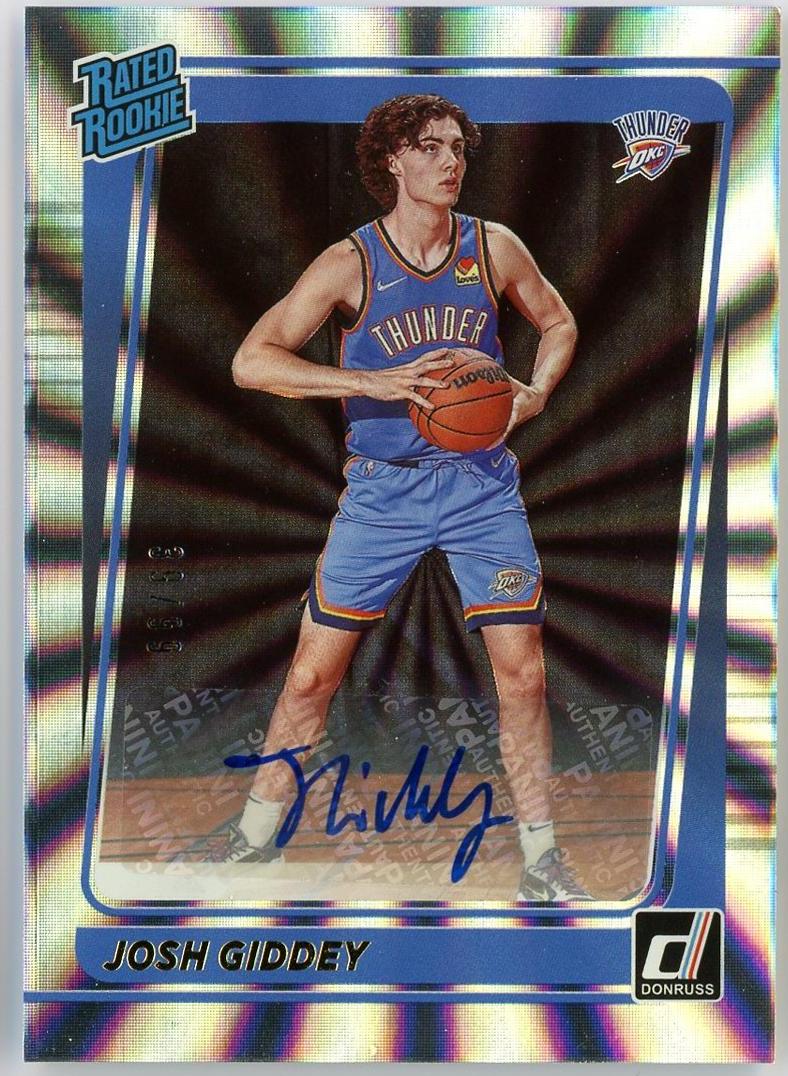 2021-22 Panini Donruss Josh Giddey RC 约什吉迪 新秀 杜蕾斯 99编 签字 银佛光折 折射 雷霆 卡品如图 1BL6/11.12