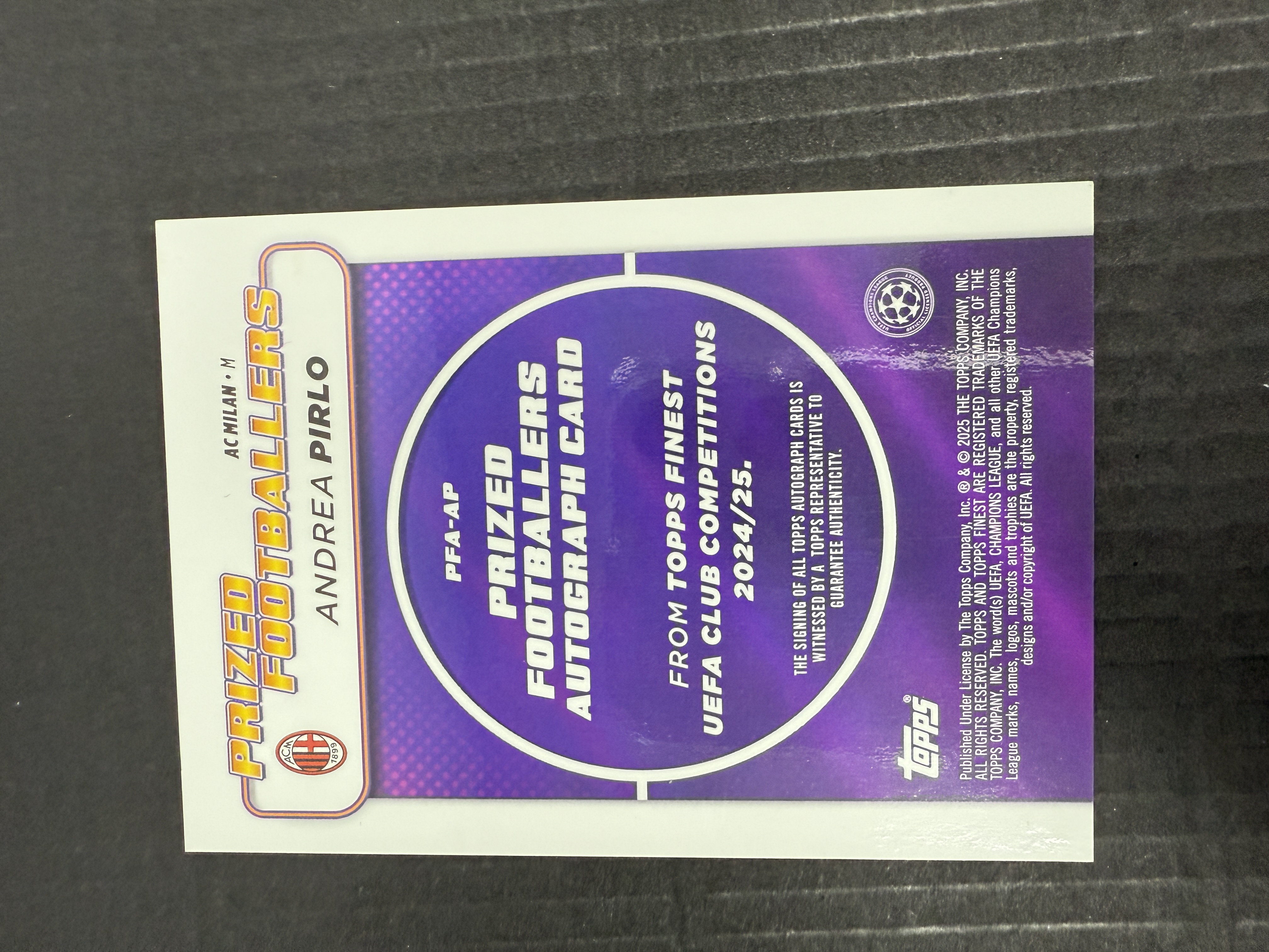 【GOAT山羊拍卖】D哥 2024-25赛季 topps finest 欧冠系列 皮尔洛 prized footballers特卡银折签字 AC米兰名宿 品相如图