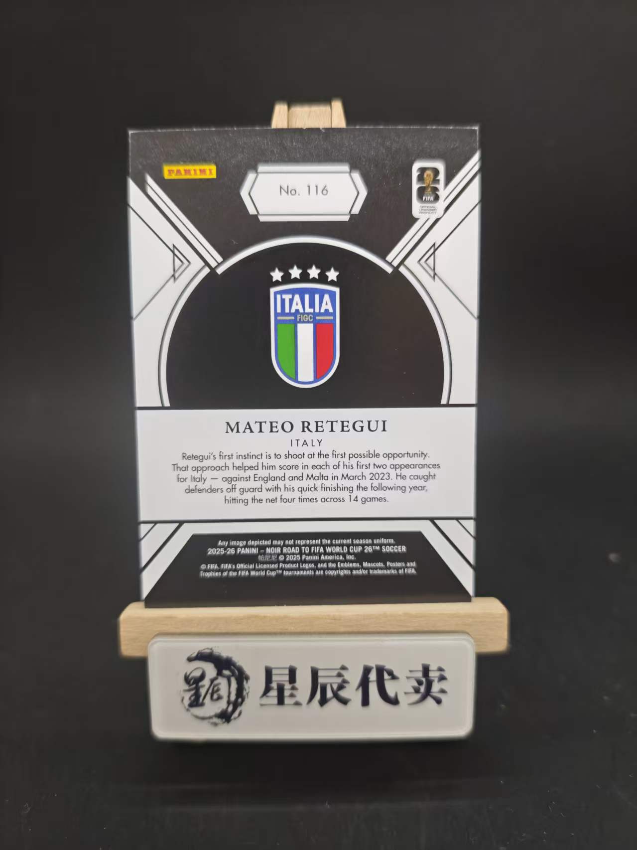 2025-26 Panini Noir Road to World Cup Mateo Retegui #116【星辰代卖】 诺尔 意大利 雷特吉 49编 base 620随缘