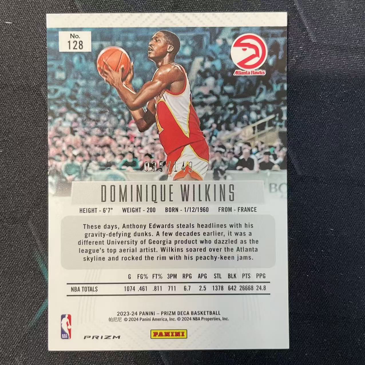 2023-24 Panini Prizm Dominique Wilkins 【阿福代卖】多米尼克 威尔金斯 老鹰 149编 蓝折 收藏必备(行行行A)