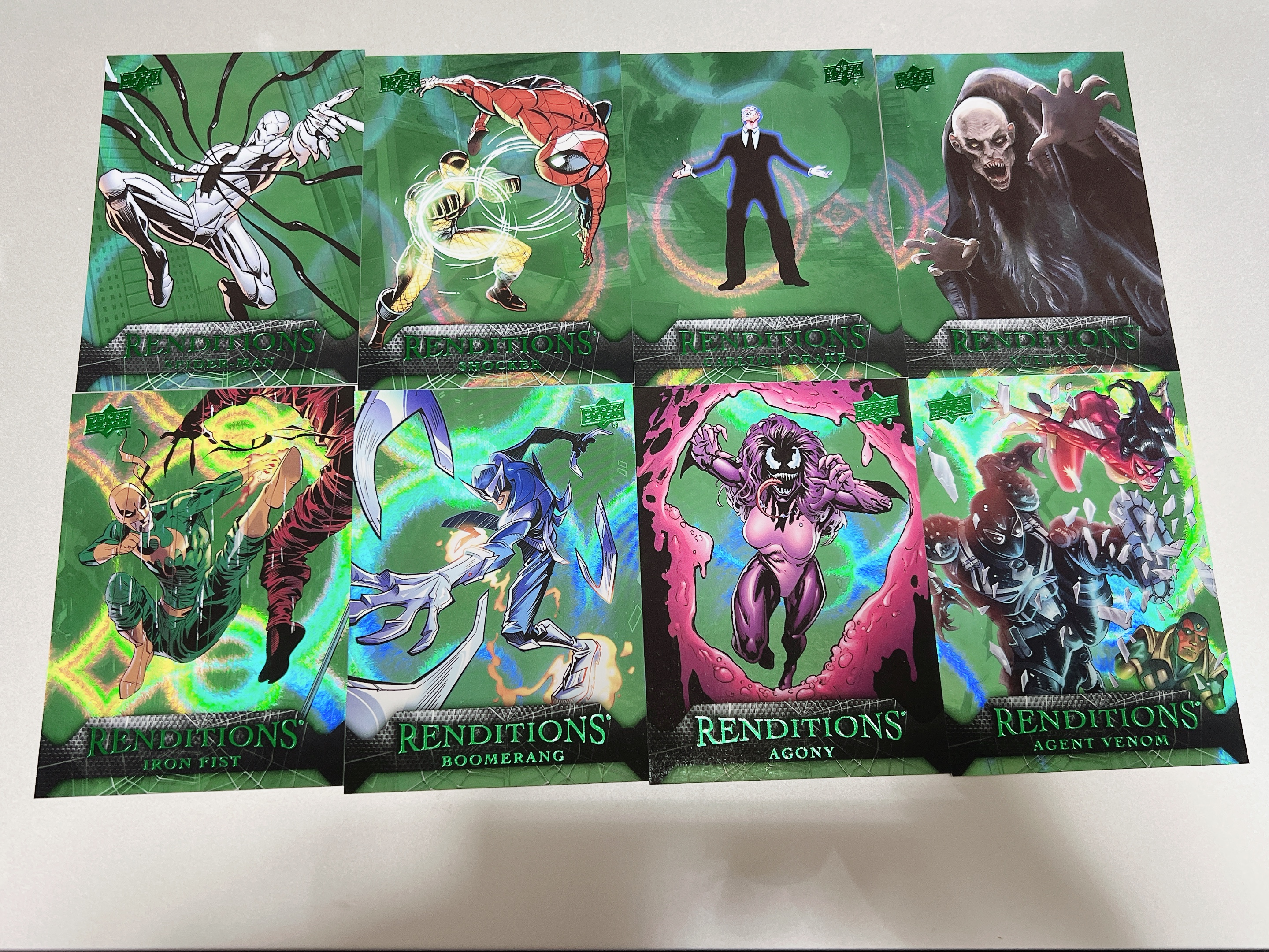 2024 Upper Deck Marvel (MCU) renditions 漫威 蜘蛛侠 演绎 白色蜘蛛侠 震波 德拉克 秃鹫 铁拳 毒液特工 回旋镖 极端 /399 8张打包 品相如图 #4