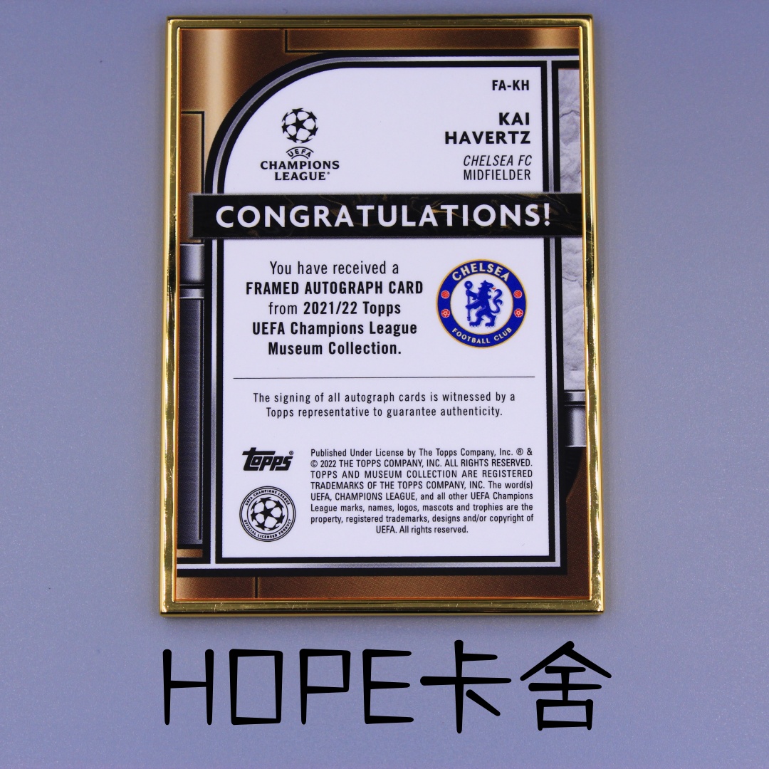 2023-24 Topps UCC Kai Havertz 欧冠博物馆 切尔西 阿森纳 德国 决赛之王 哈弗茨 45/50编 签字 墨迹完美!金属边框 厚卡【HOPE代卖(4.5%含卡淘)】