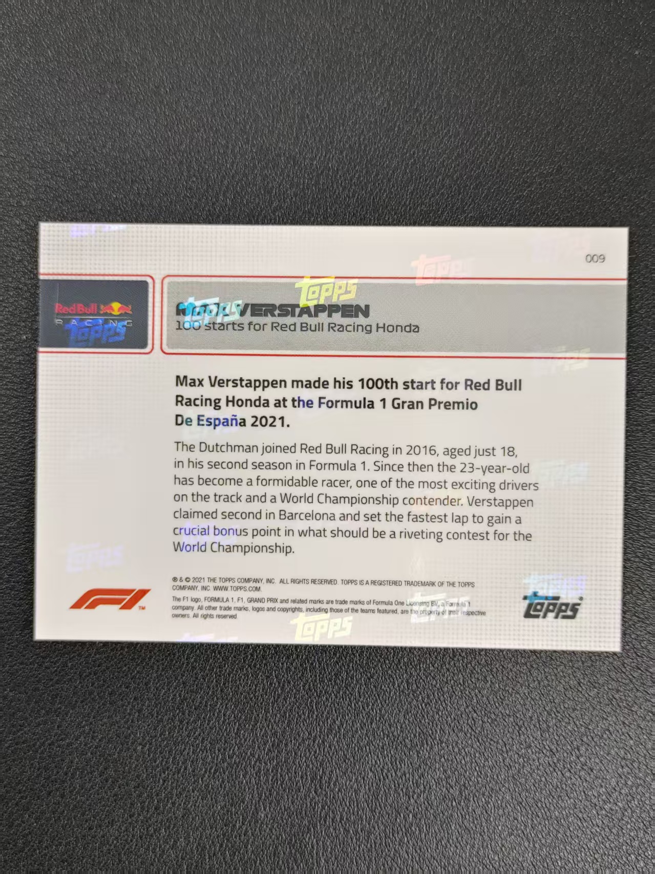 2021 Topps Now F1 Max Verstappen 维斯塔潘 红牛 卡品如图 出价前请仔细阅读描述 YPL 1